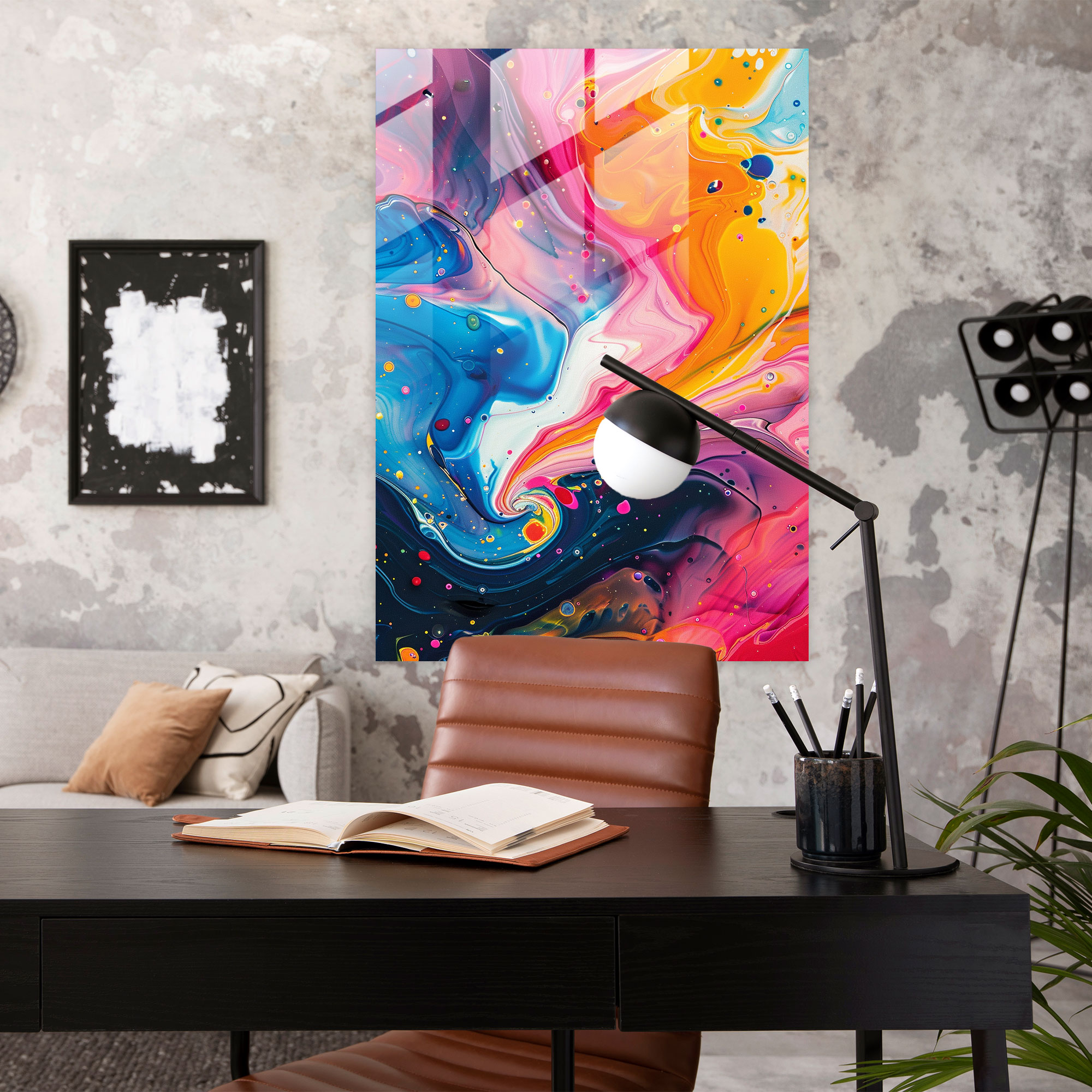 Ashvin Harrison Abstract Swirls Glass Print - Ashvin Harrison, Wall Decoration, Glass Wall Art, Glass Print