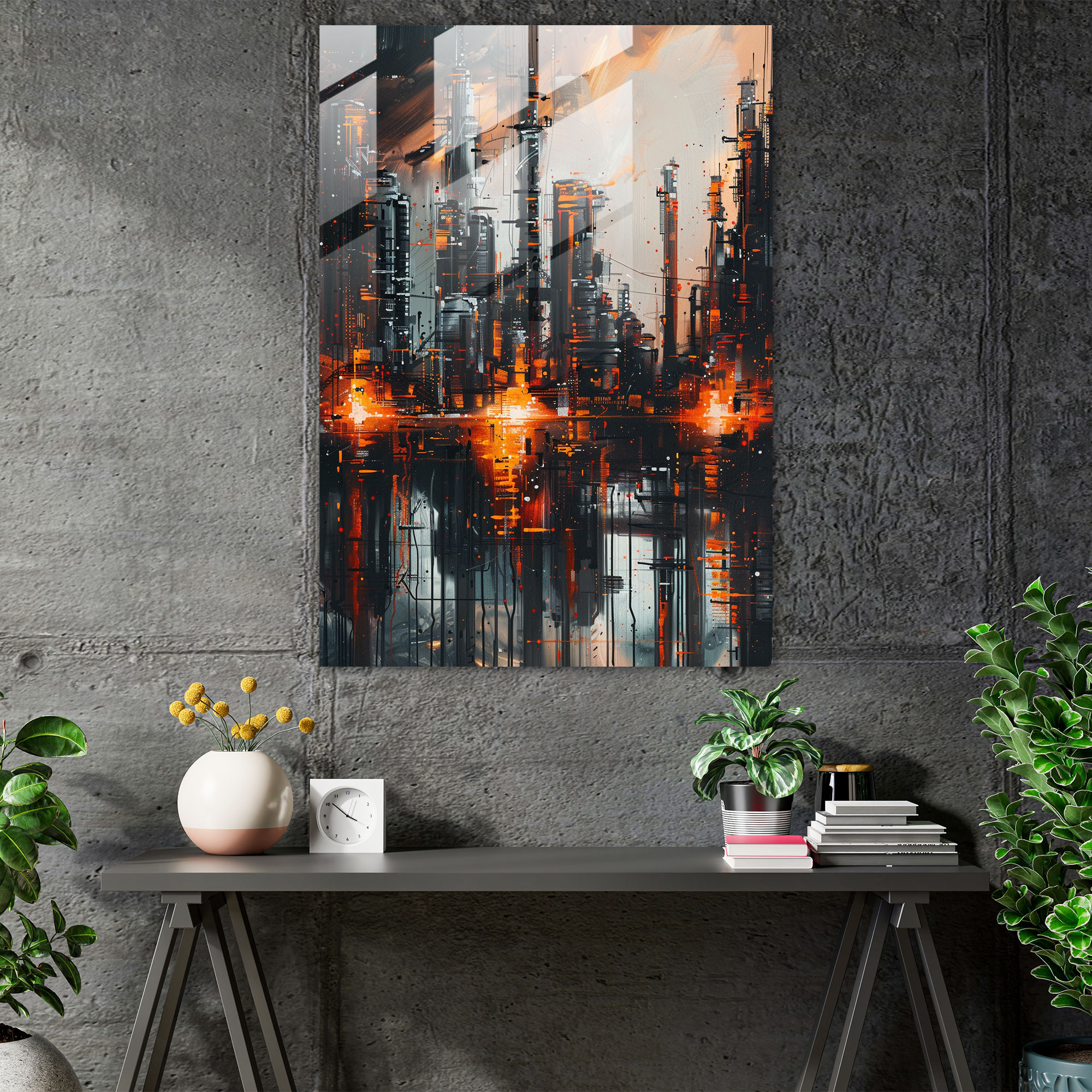 Ashvin Harrison Glass Print - Futuristic Cityscape - Ashvin Harrison, Glass Art, Home Decoration, Ashvin Harrison