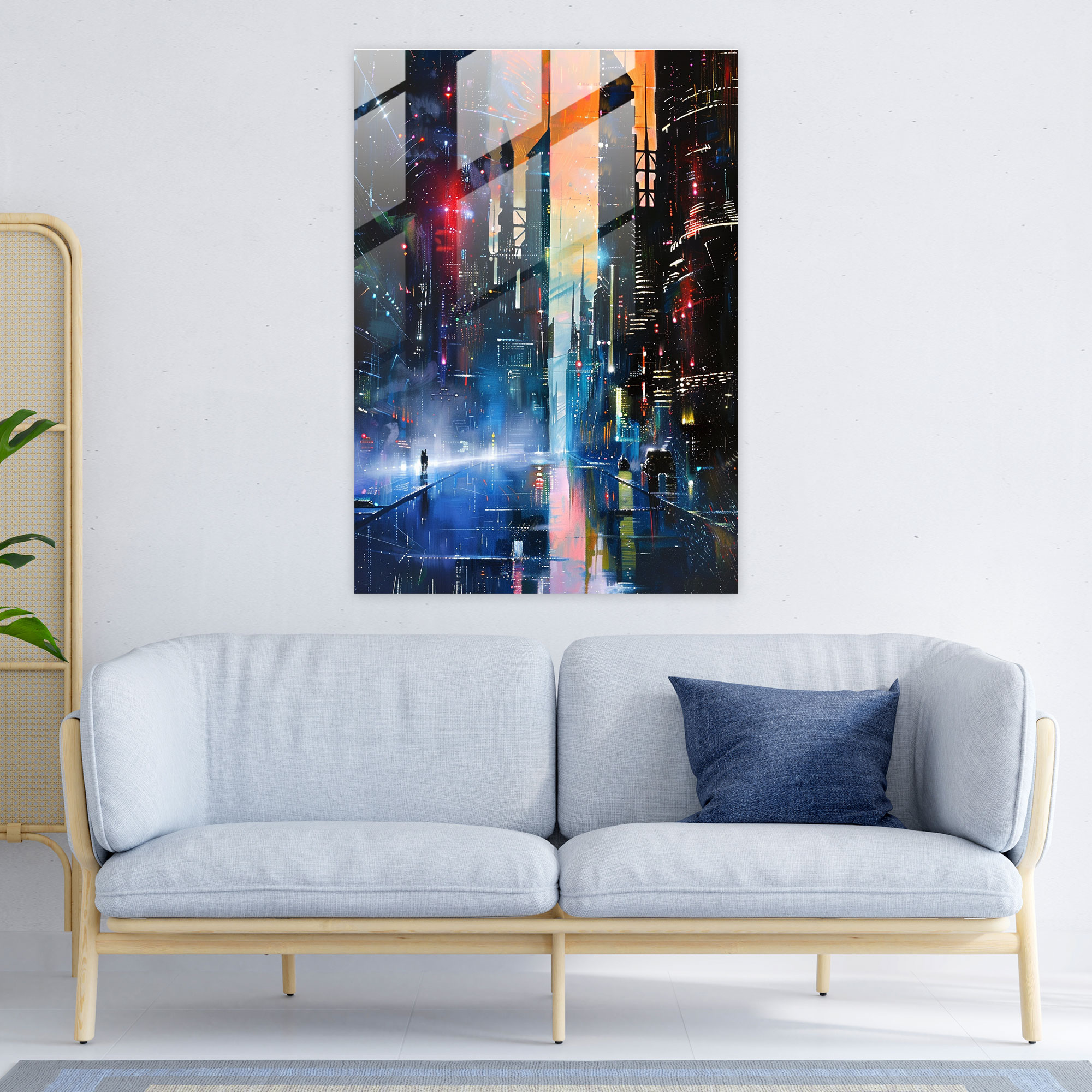 Ashvin Harrison Glass Print - Retro Futuristic Cityscape - Ashvin Harrison, Glass Print, Modern Art, Wall Decoration