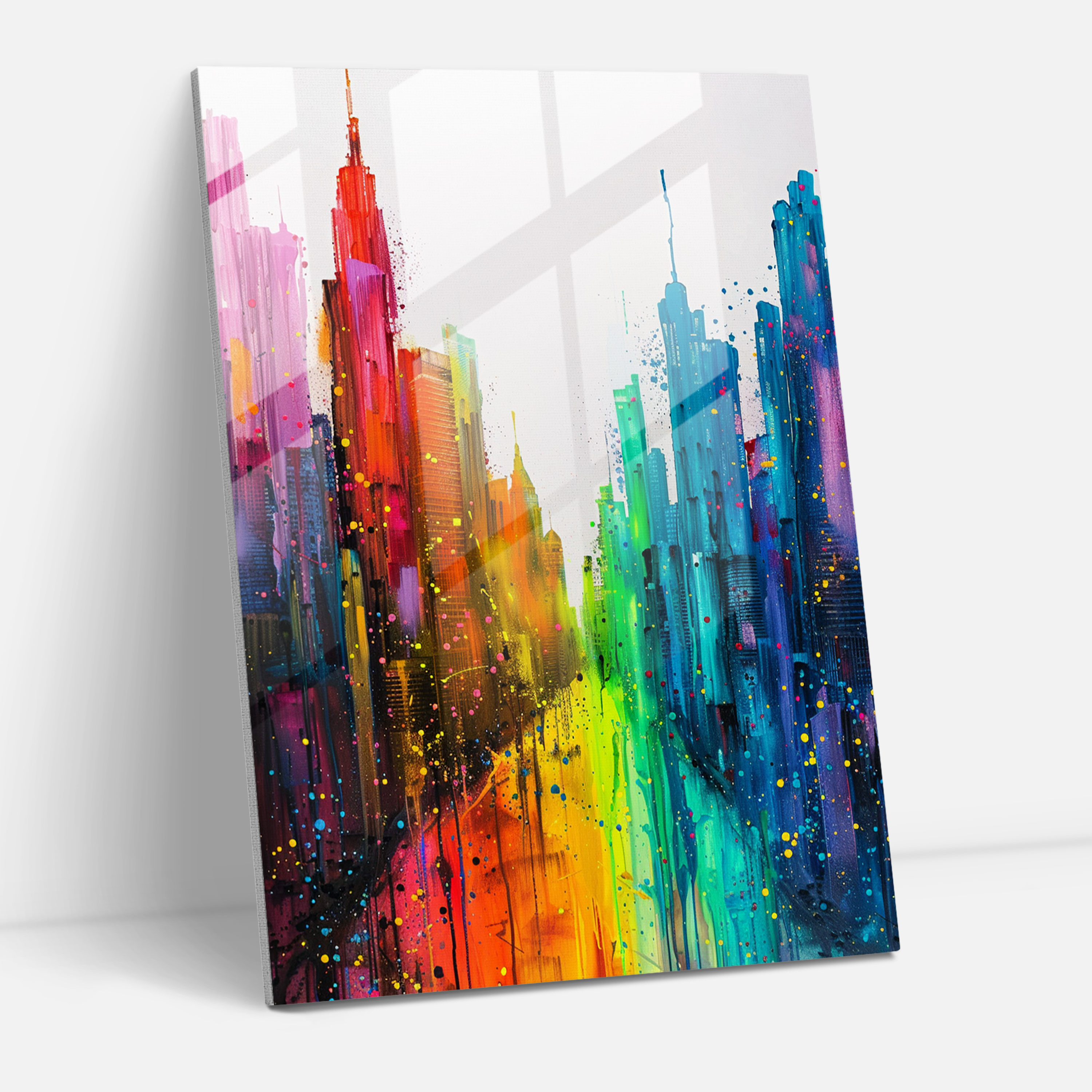 Ashvin Harrison Glass Print - Vibrant Cityscape - Ashvin Harrison, Glass Art, Glass Print, Wall Decoration