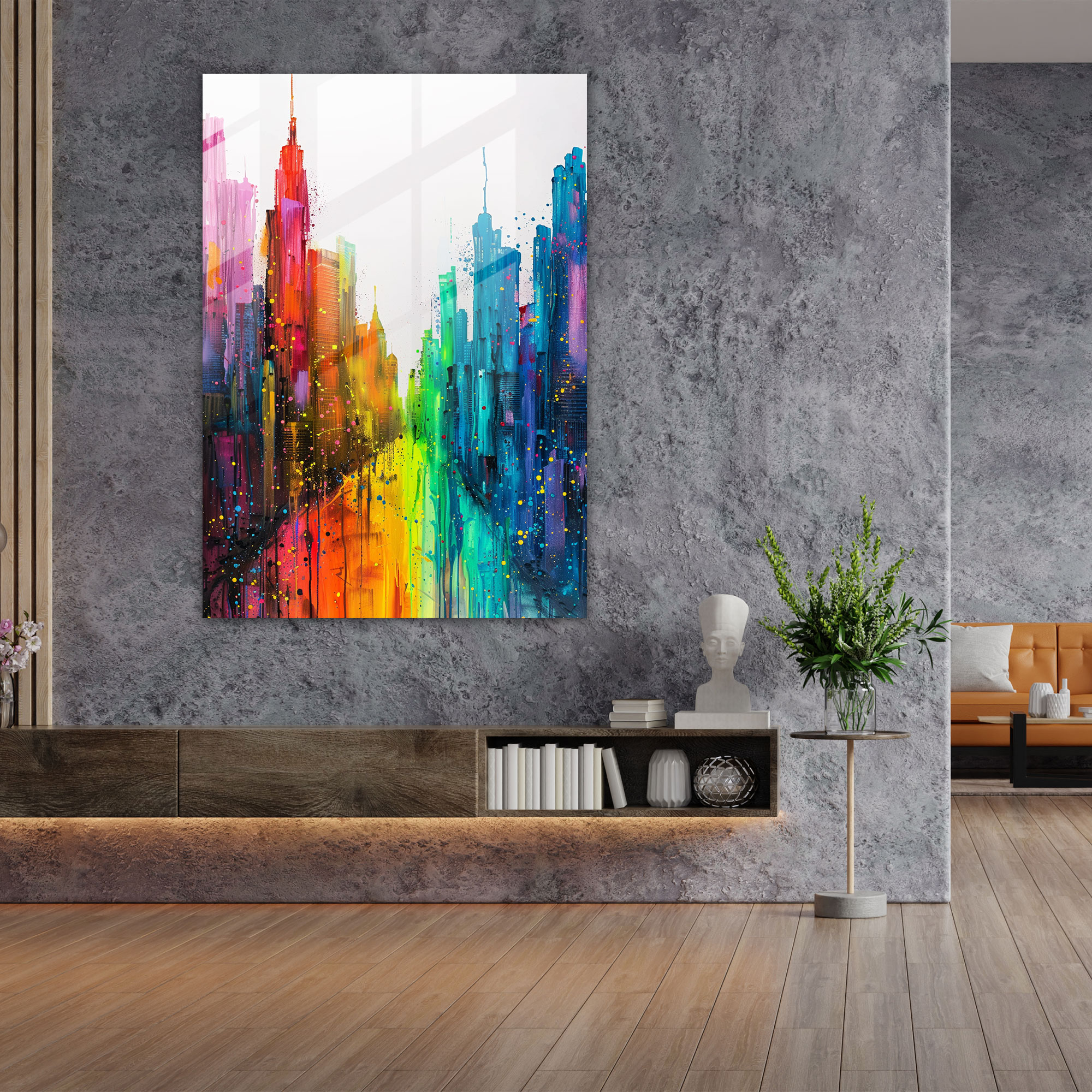 Ashvin Harrison Glass Print - Vibrant Cityscape - Ashvin Harrison, Glass Art, Glass Print, Wall Decoration