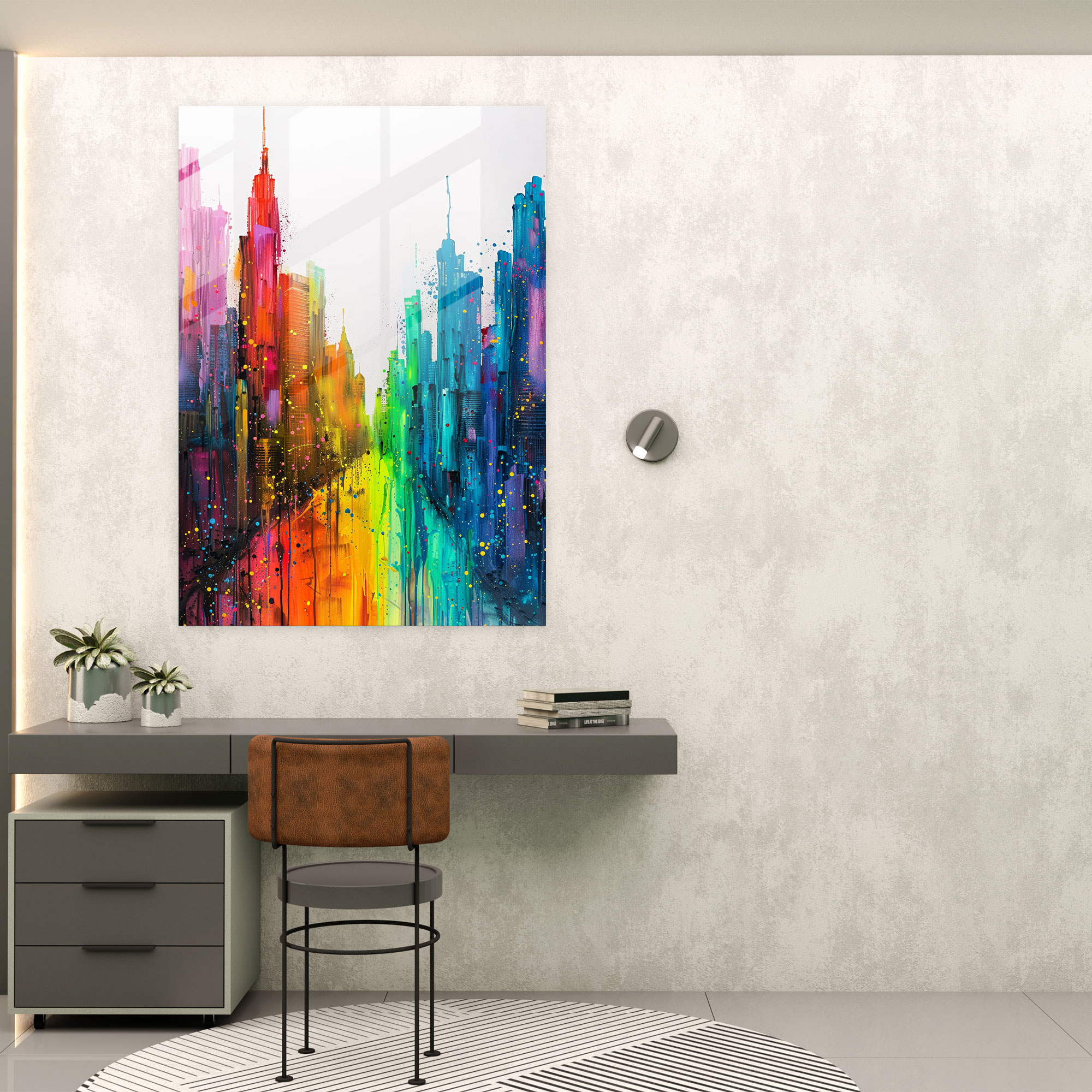 Ashvin Harrison Glass Print - Vibrant Cityscape - Ashvin Harrison, Glass Art, Glass Print, Wall Decoration