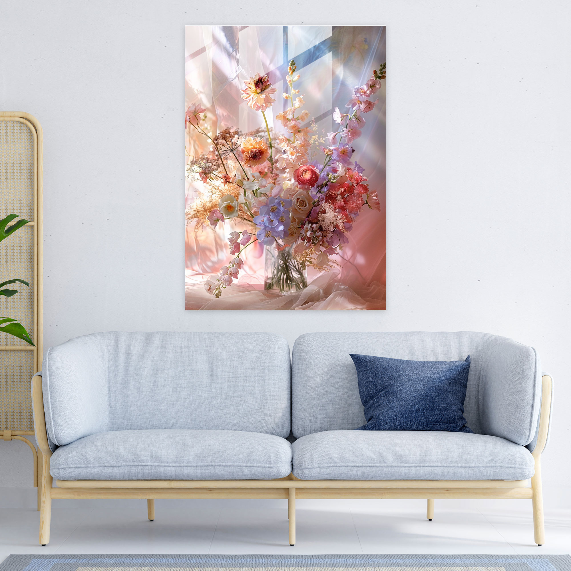 Ashvin Harrison Home Decoration: Colorful Floral Arrangement - Ashvin Harrison, Modern Art, Glass Print, Wall Decoration