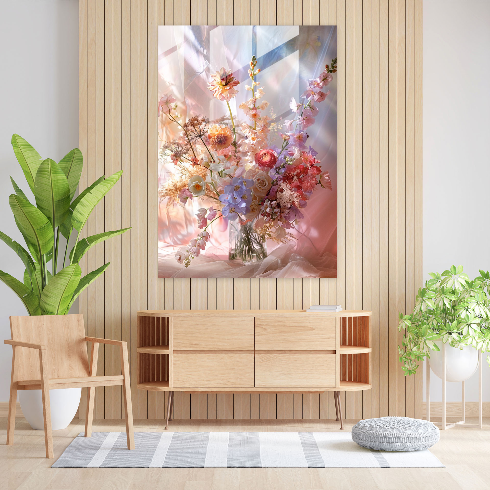 Ashvin Harrison Home Decoration: Colorful Floral Arrangement - Ashvin Harrison, Modern Art, Glass Print, Wall Decoration