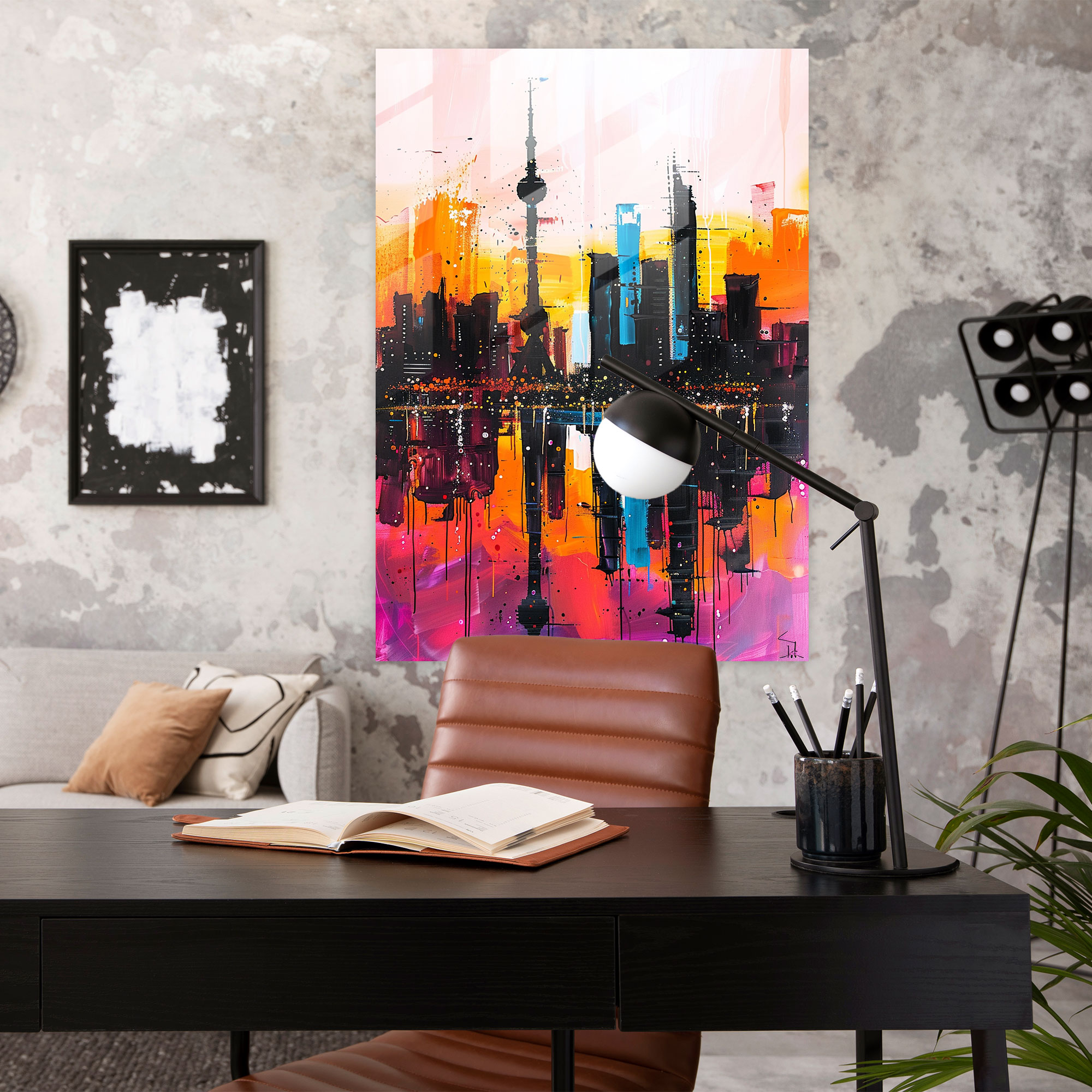 Ashvin Harrison Glass Art: City Skyline - Ashvin Harrison, Ashvin Harrison, Modern Art, Home Decoration