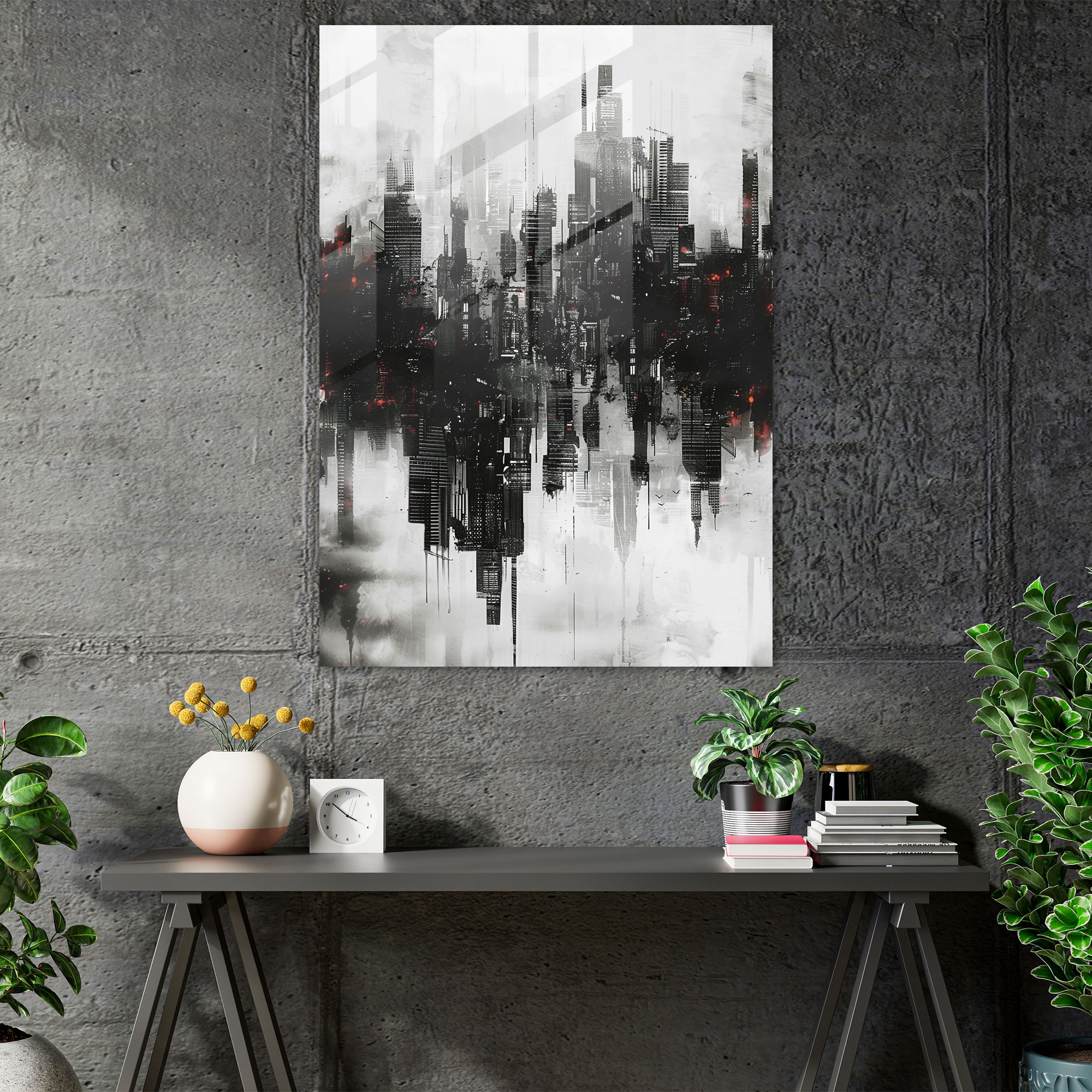 Surreal Cityscape Glass Print In Ashvin Harrison Style - Ashvin Harrison, Modern Art, Ashvin Harrison, Glass Print