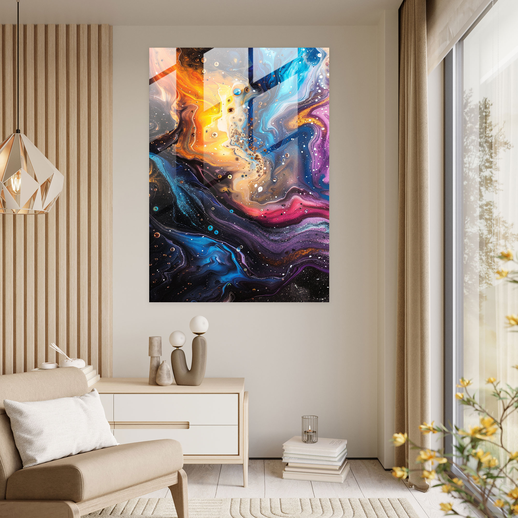 Ashvin Harrison Cosmic Galaxy Glass Wall Art - Ashvin Harrison, Ashvin Harrison, Modern Art, Home Decoration