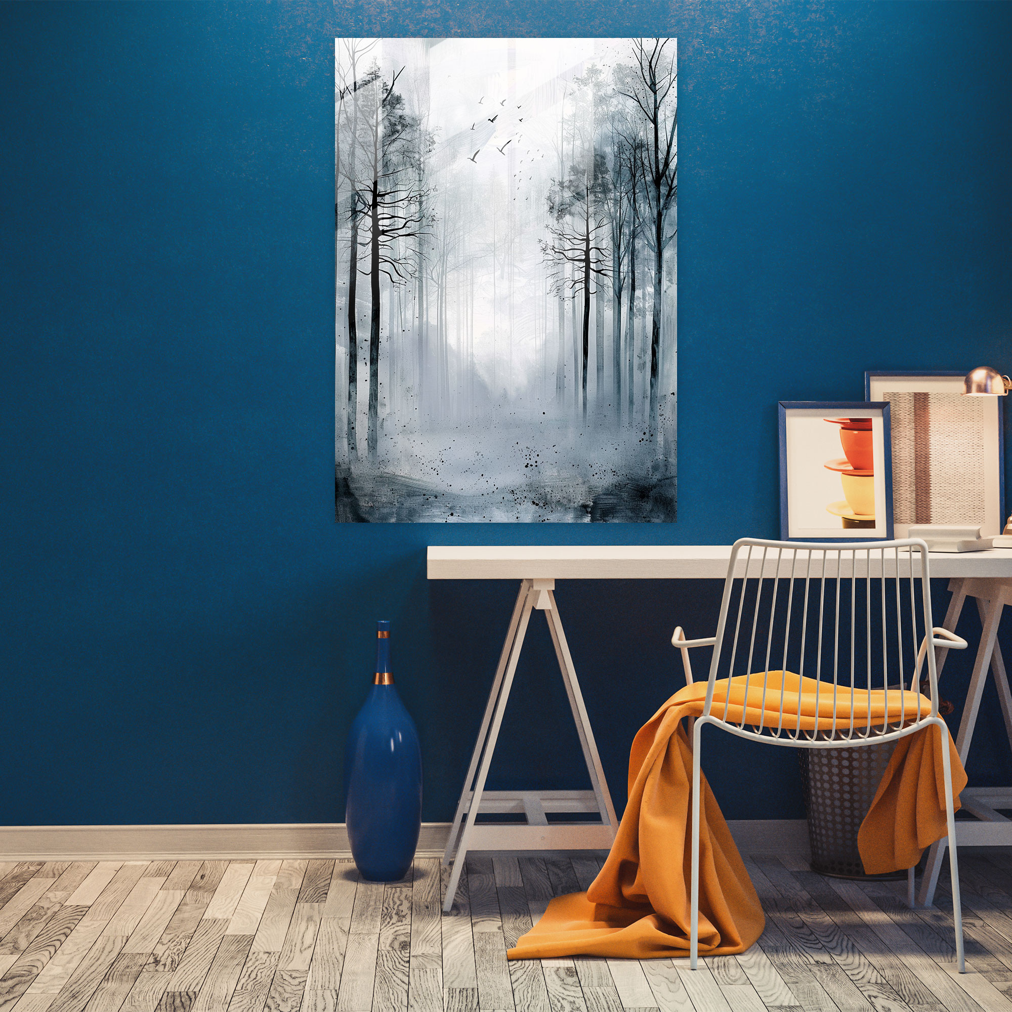 Ashvin Harrison Glass Wall Art - Misty Forest - Ashvin Harrison, Home Decoration, Modern Art, Glass Wall Art