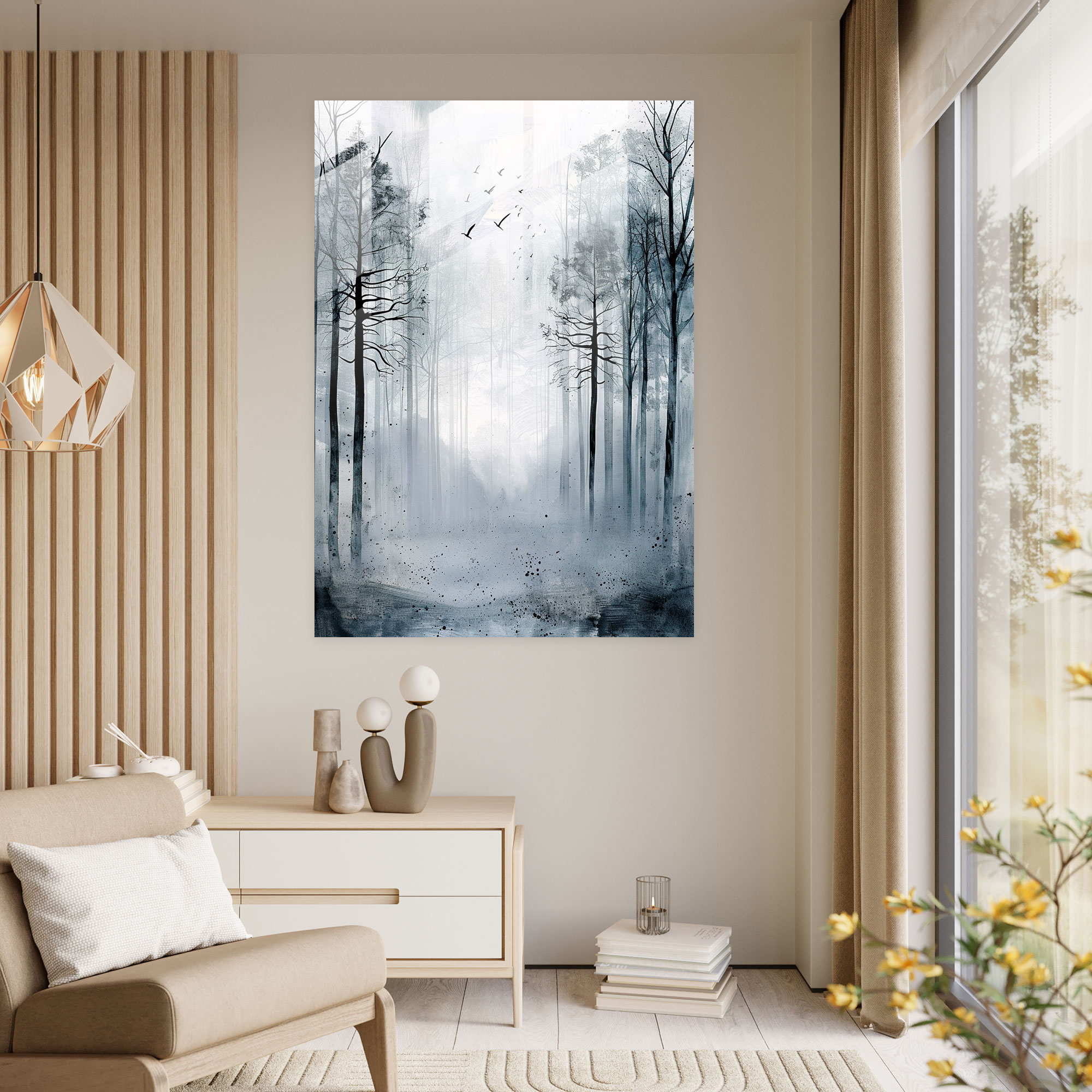 Ashvin Harrison Glass Wall Art - Misty Forest - Ashvin Harrison, Home Decoration, Modern Art, Glass Wall Art