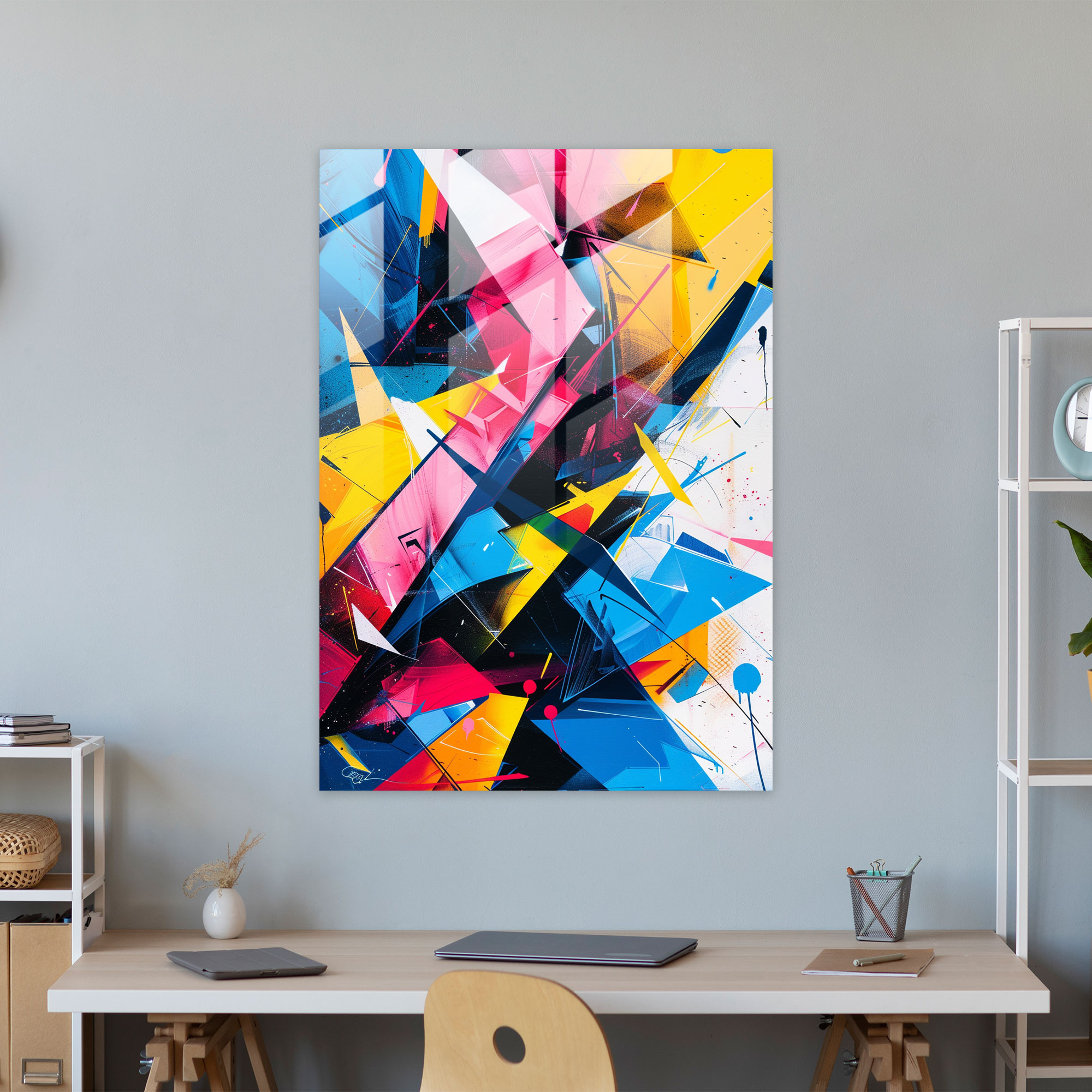 Ashvin Harrison Modern Art Glass Print: Abstract Geometric Shapes - Ashvin Harrison, Wall Decoration, Modern Art, Ashvin Harrison