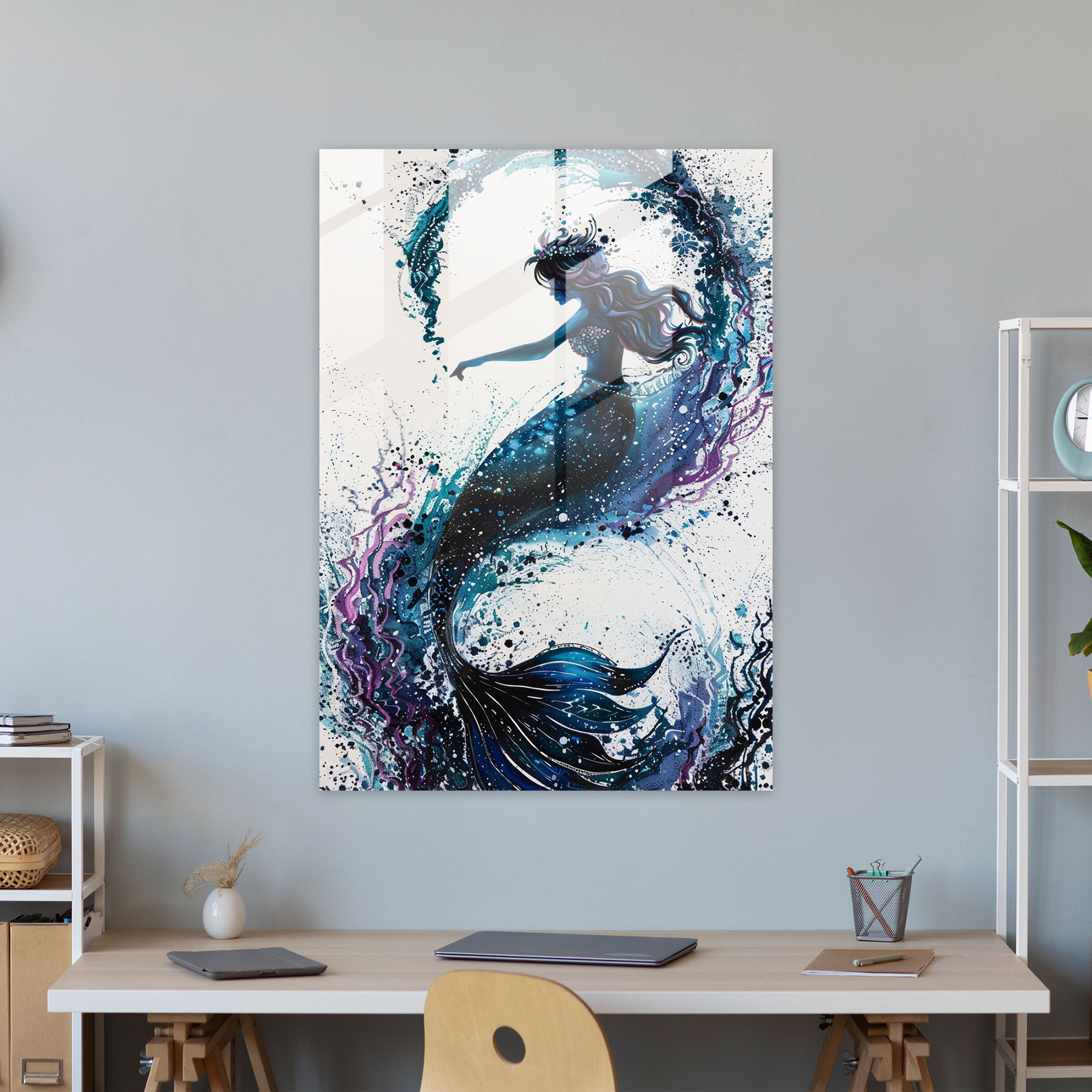 Ashvin Harrison Modern Art Glass Print: Whimsical Mermaids - Ashvin Harrison, Modern Art, Home Decoration, Ashvin Harrison