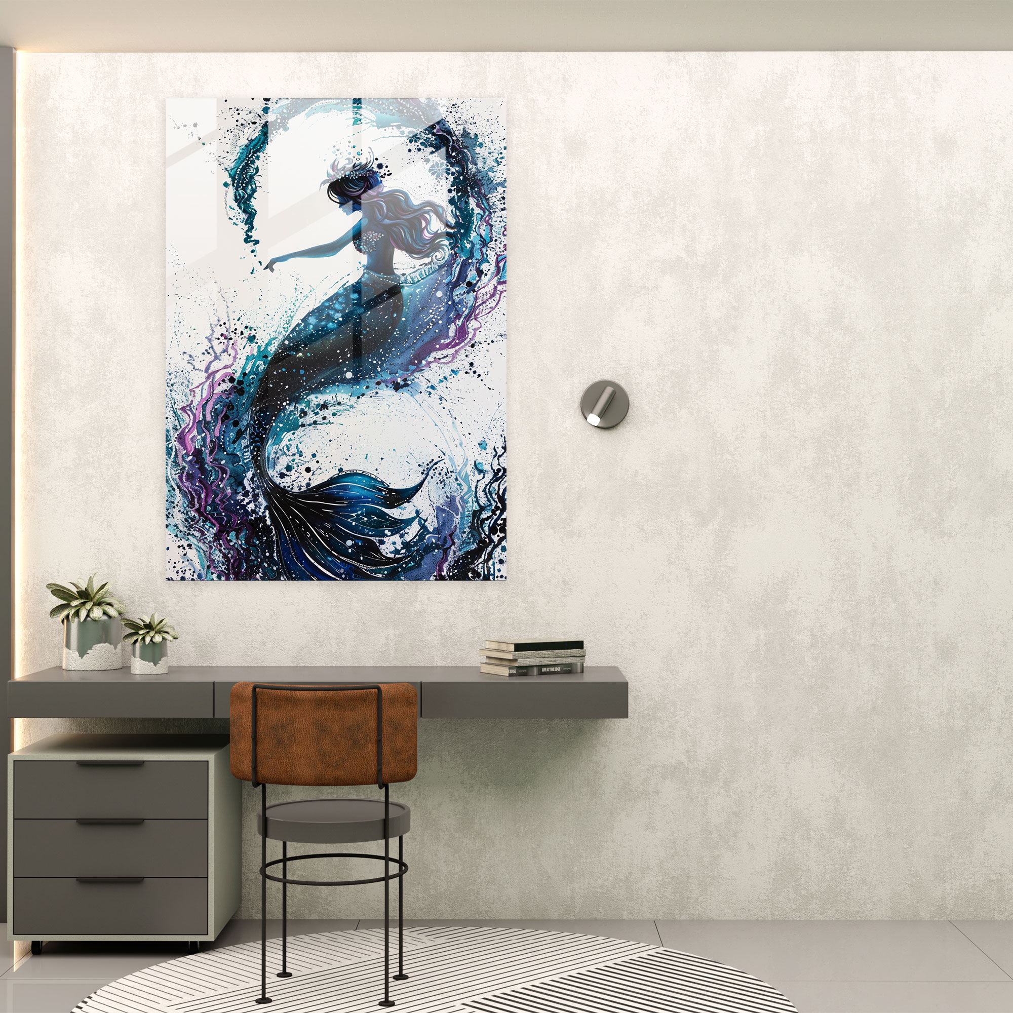 Ashvin Harrison Modern Art Glass Print: Whimsical Mermaids - Ashvin Harrison, Modern Art, Home Decoration, Ashvin Harrison