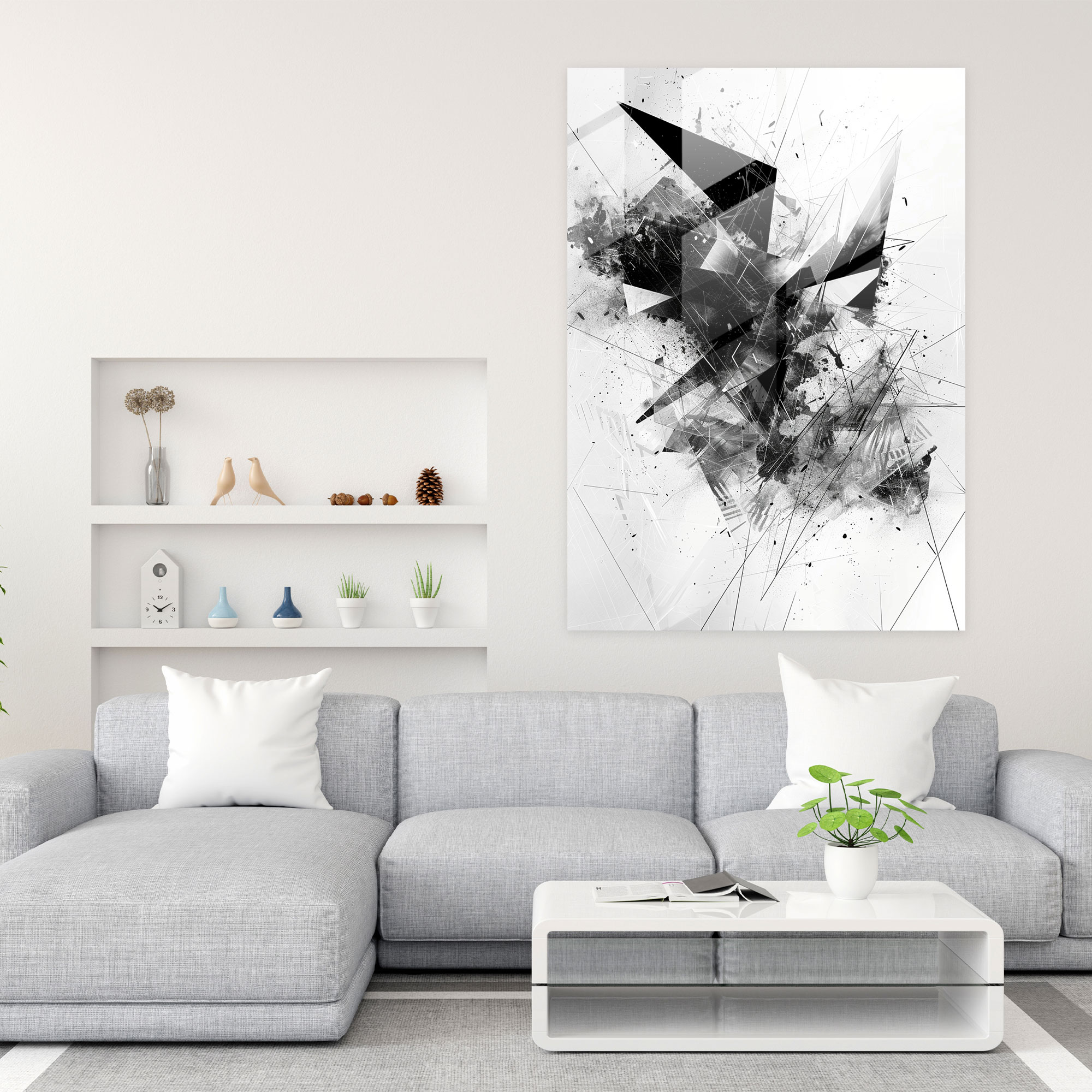 Monochrome Geometric Ashvin Harrison Wall Decoration - Ashvin Harrison, Glass Art, Wall Decoration, Modern Art