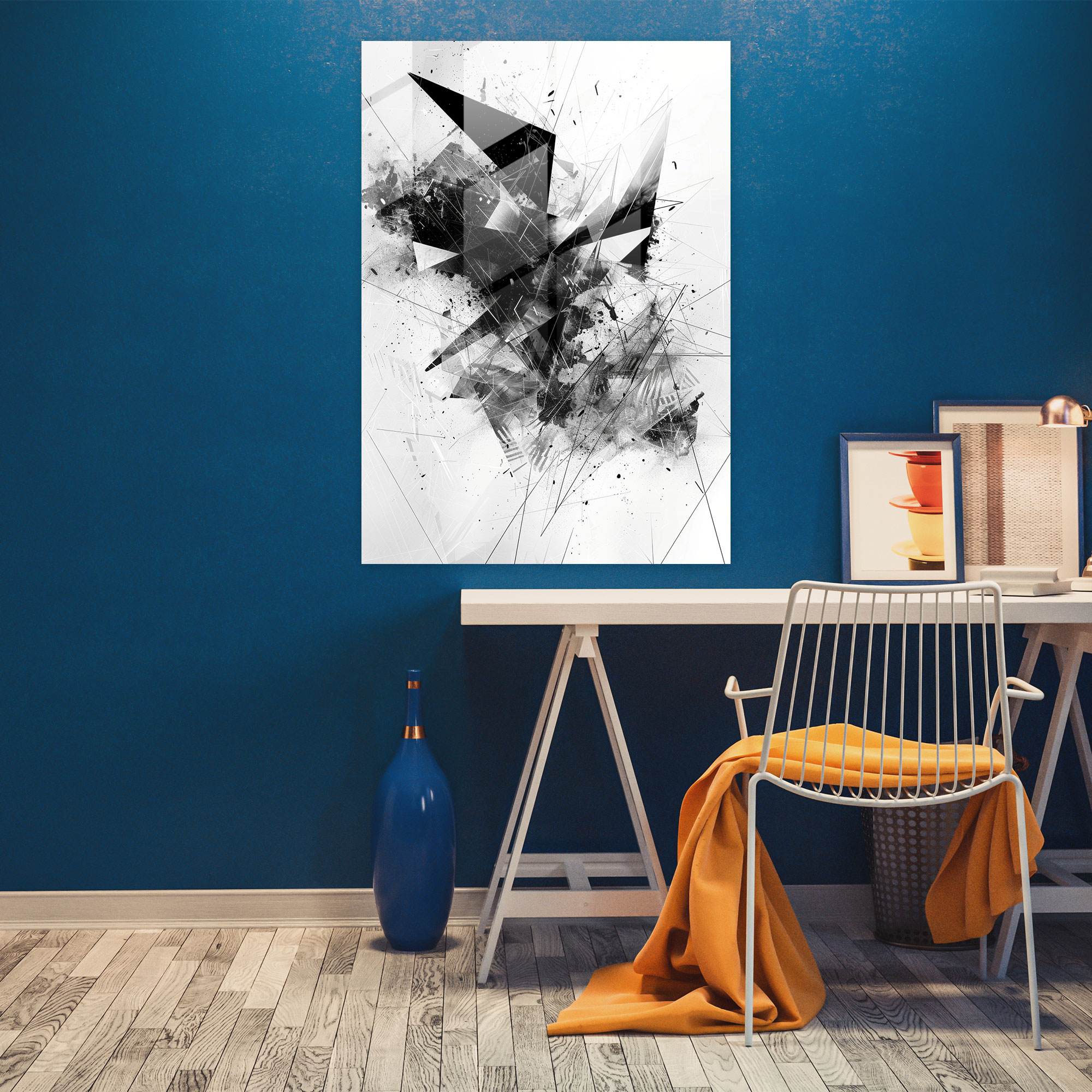 Monochrome Geometric Ashvin Harrison Wall Decoration - Ashvin Harrison, Glass Art, Wall Decoration, Modern Art