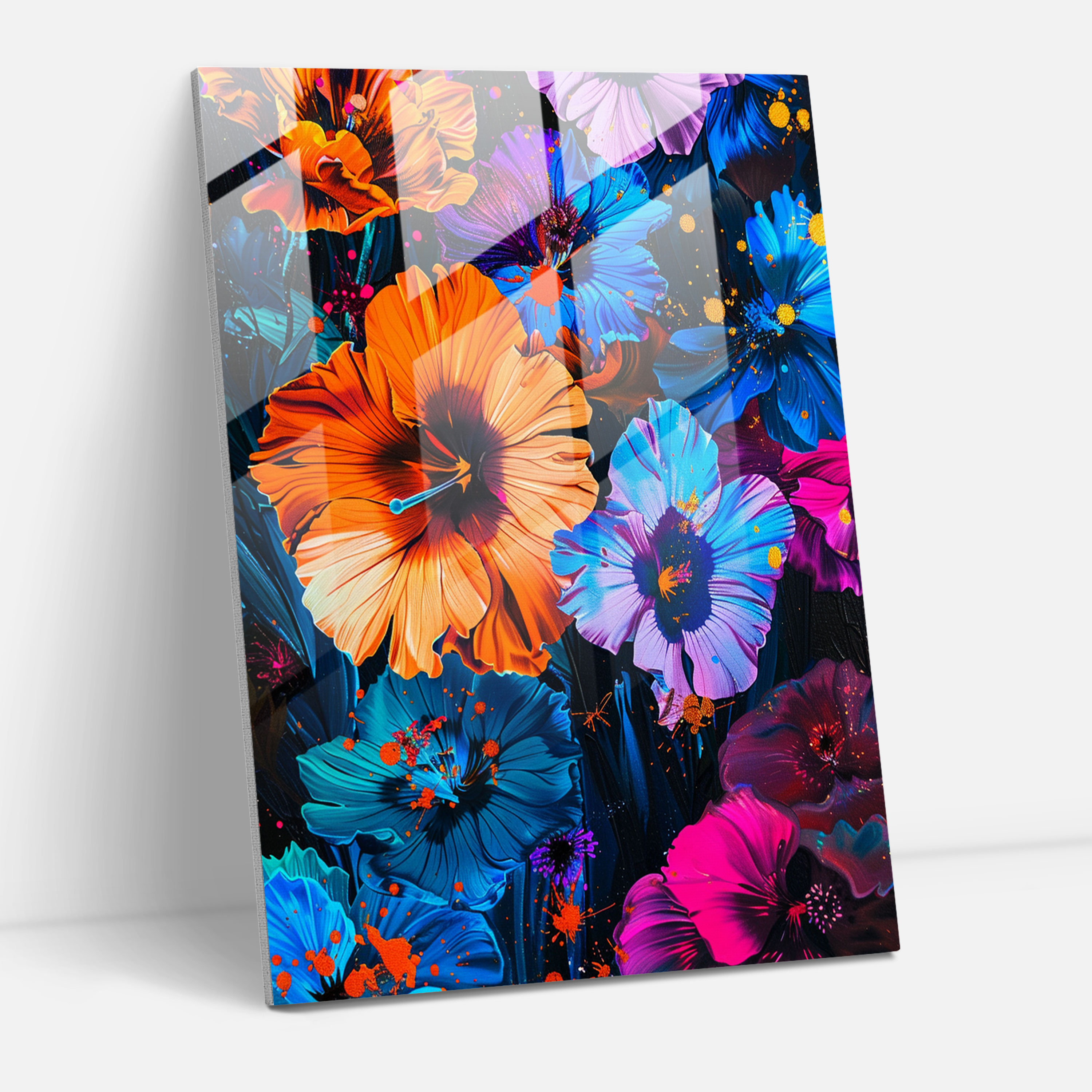 Bold Floral Ashvin Harrison Glass Wall Art - Ashvin Harrison, Glass Art, Glass Print, Modern Art