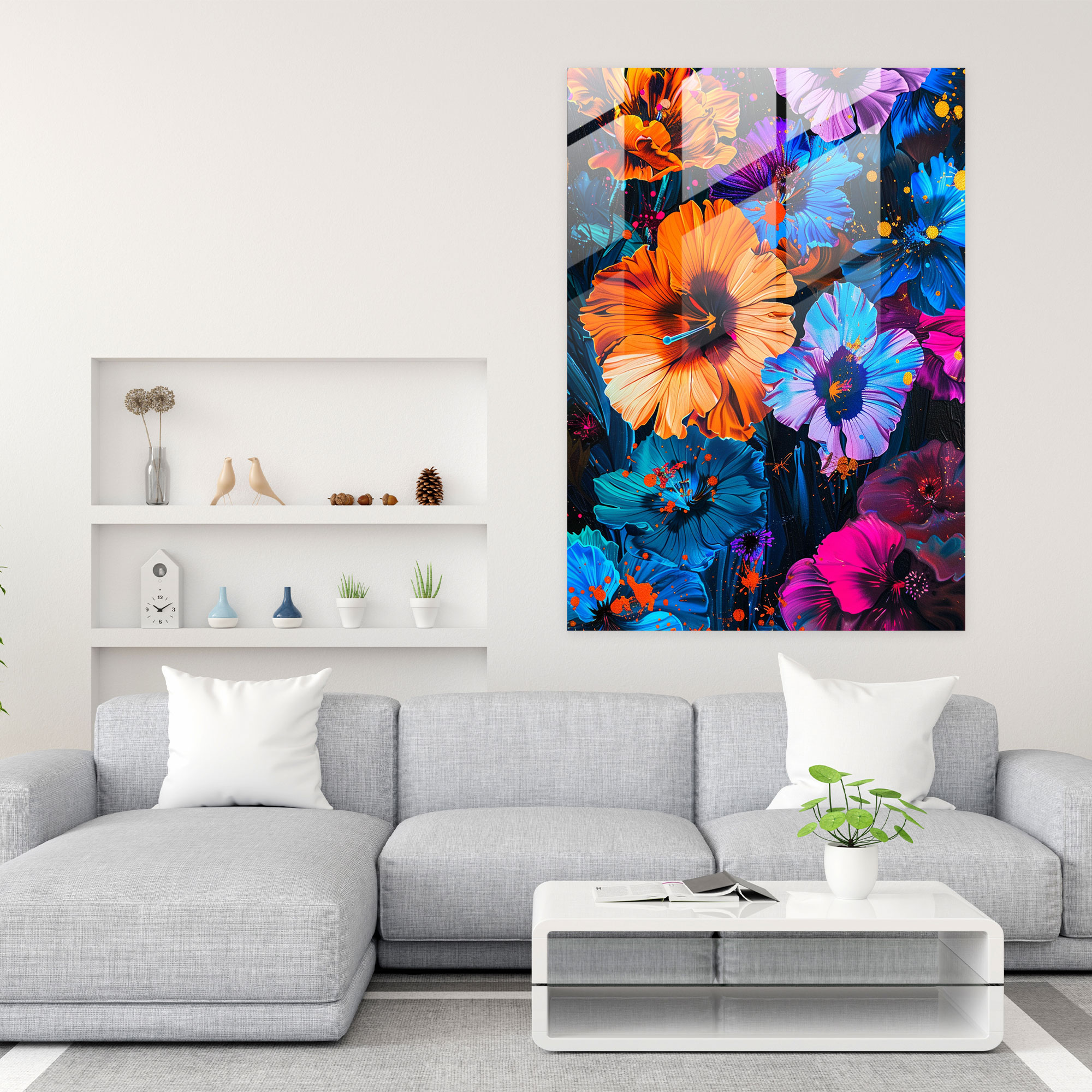 Bold Floral Ashvin Harrison Glass Wall Art - Ashvin Harrison, Glass Art, Glass Print, Modern Art