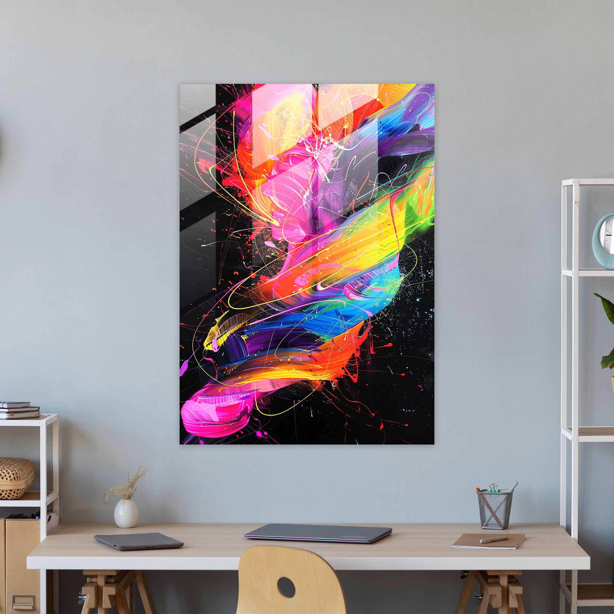 Ashvin Harrison Glass Print - Vibrant Abstract Shapes - Ashvin Harrison, Glass Wall Art, Glass Print, Modern Art