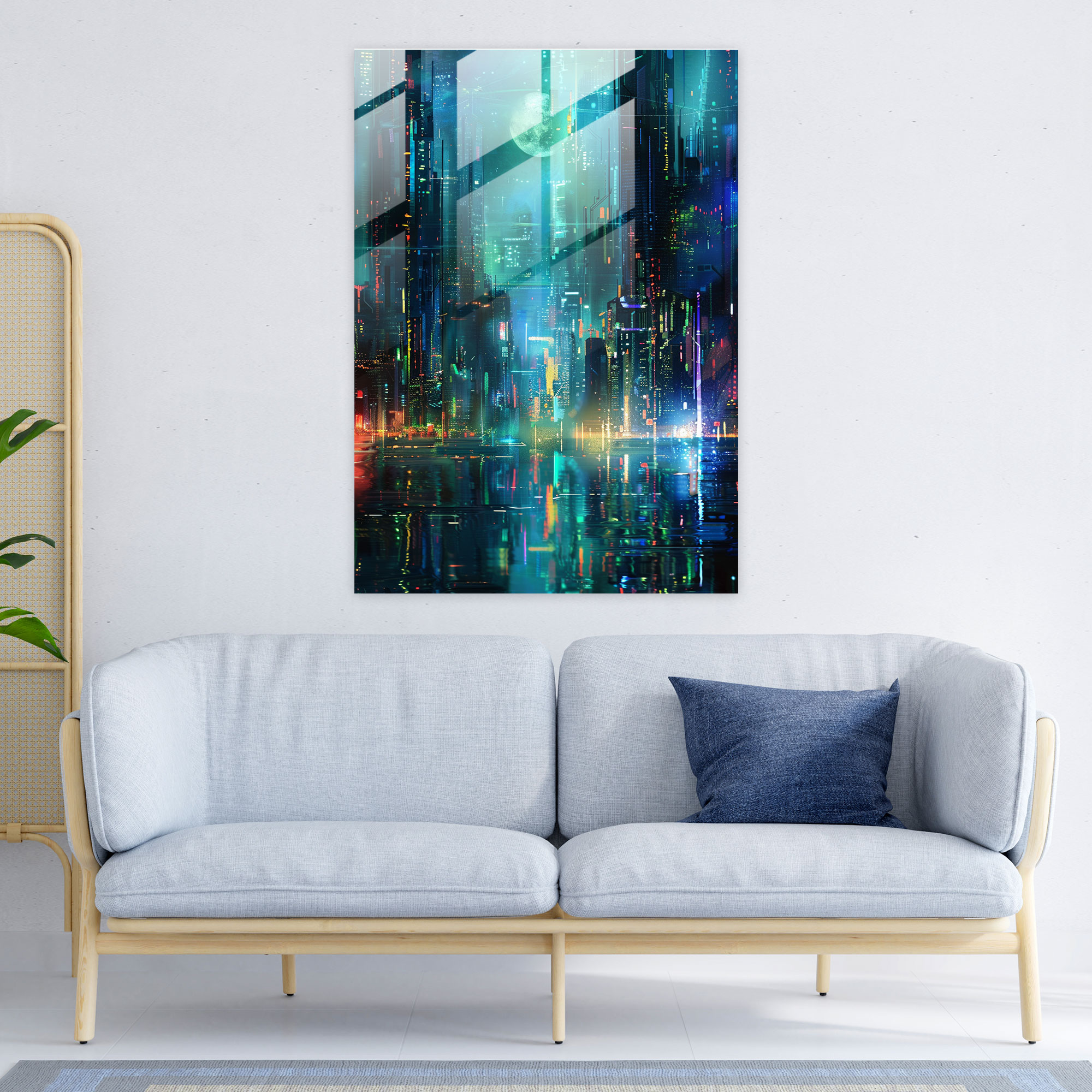 Ashvin Harrison Glass Print - Futuristic Cityscape - Ashvin Harrison, Home Decoration, Glass Wall Art, Ashvin Harrison