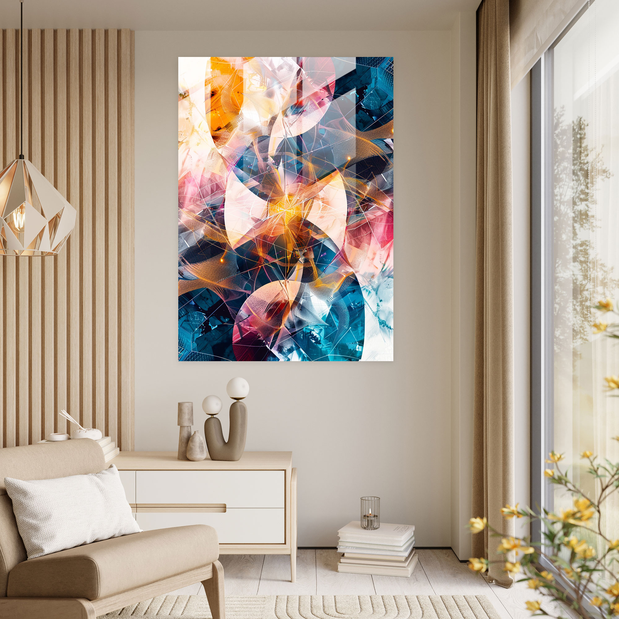 Ashvin Harrison Abstract Geometric Glass Print - Ashvin Harrison, Wall Decoration, Home Decoration, Ashvin Harrison