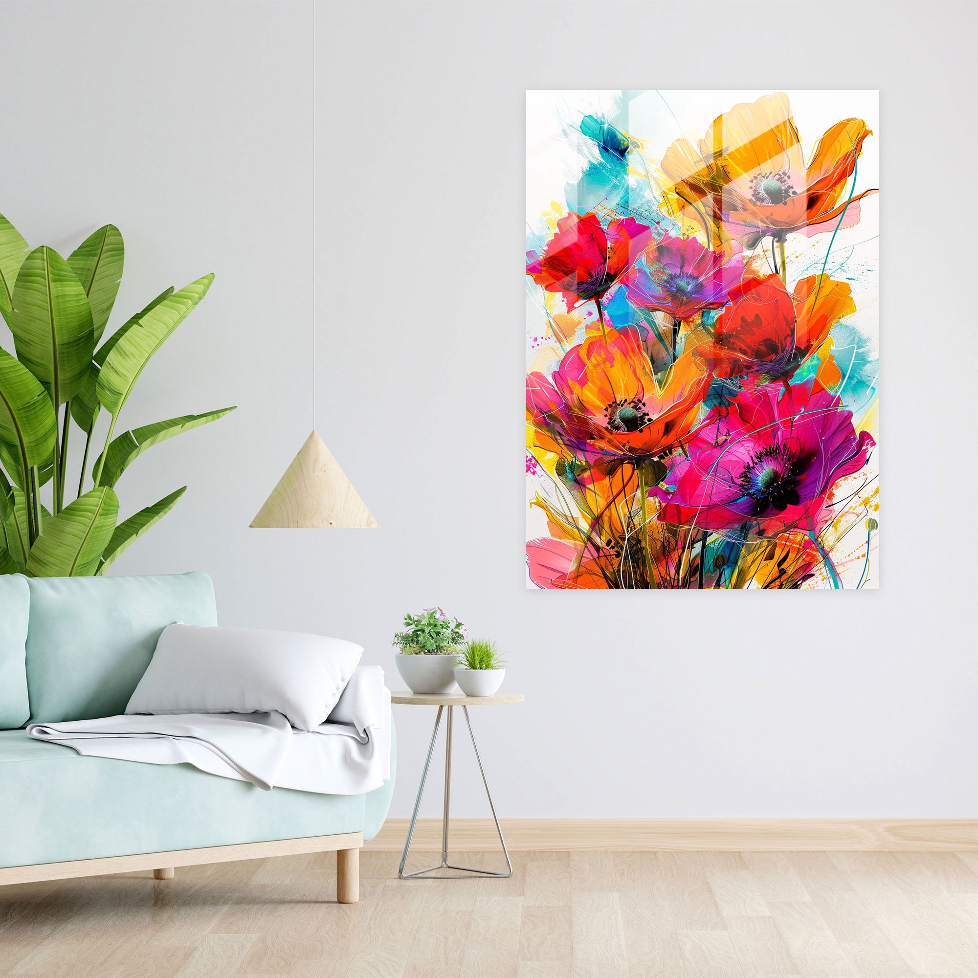 Ashvin Harrison Colorful Flowers Glass Print - Ashvin Harrison, Home Decoration, Ashvin Harrison, Glass Wall Art