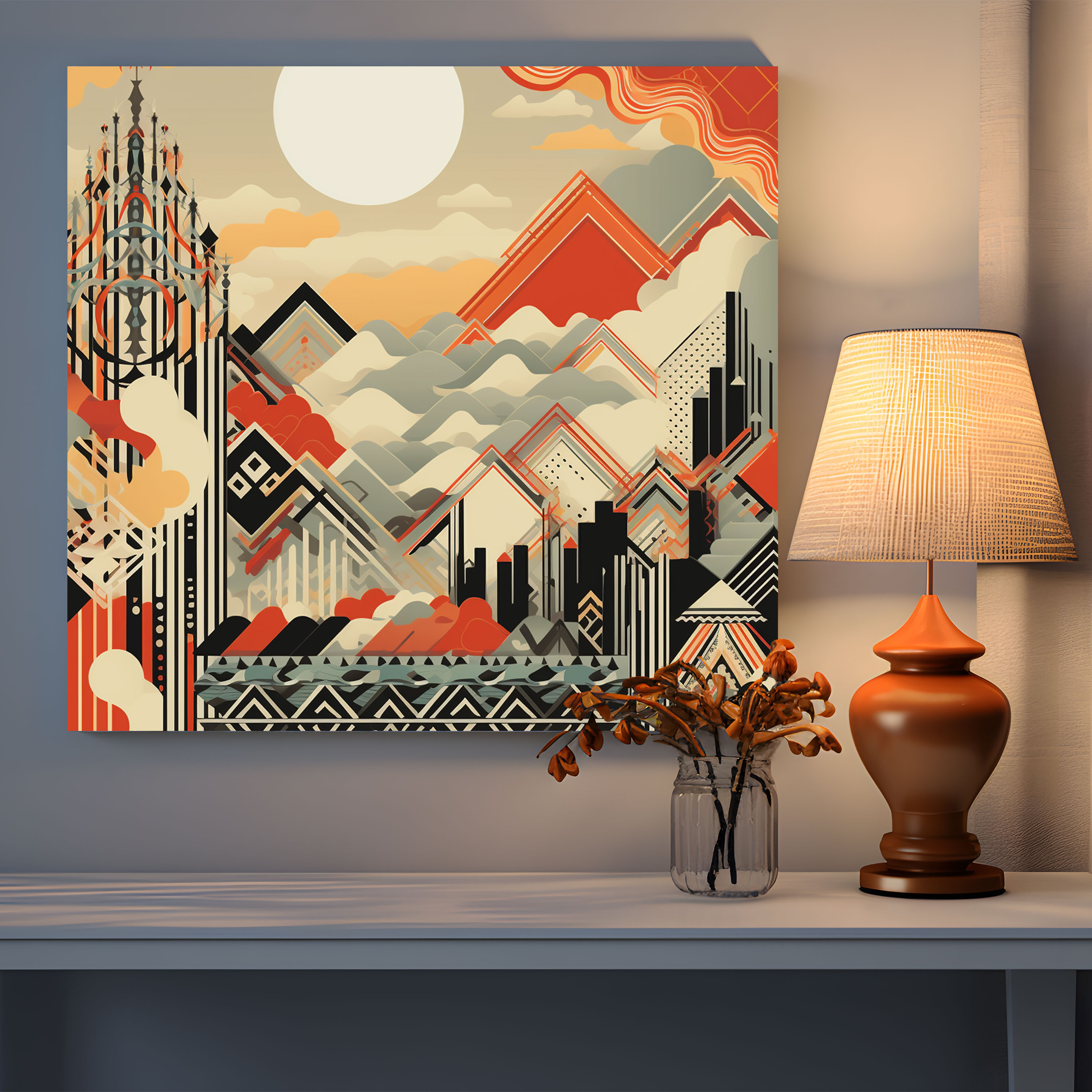 Asian Geometric Canvas Print - Asian, Canvas Wall Art, Contemporary Twist, Canvas Print