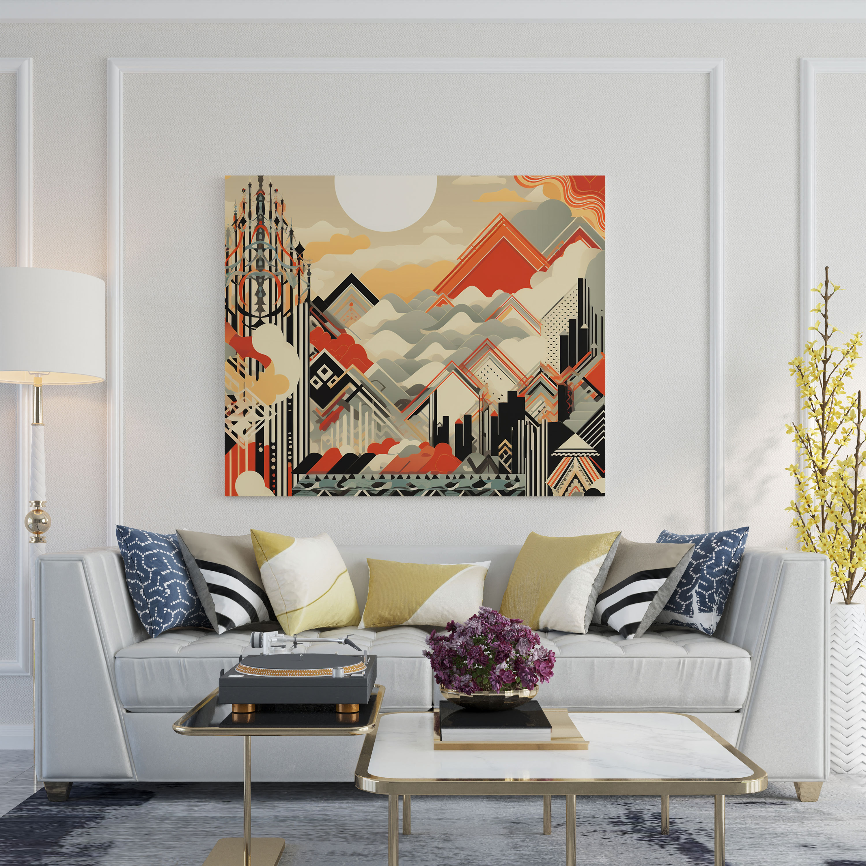 Asian Geometric Canvas Print - Asian, Canvas Wall Art, Contemporary Twist, Canvas Print