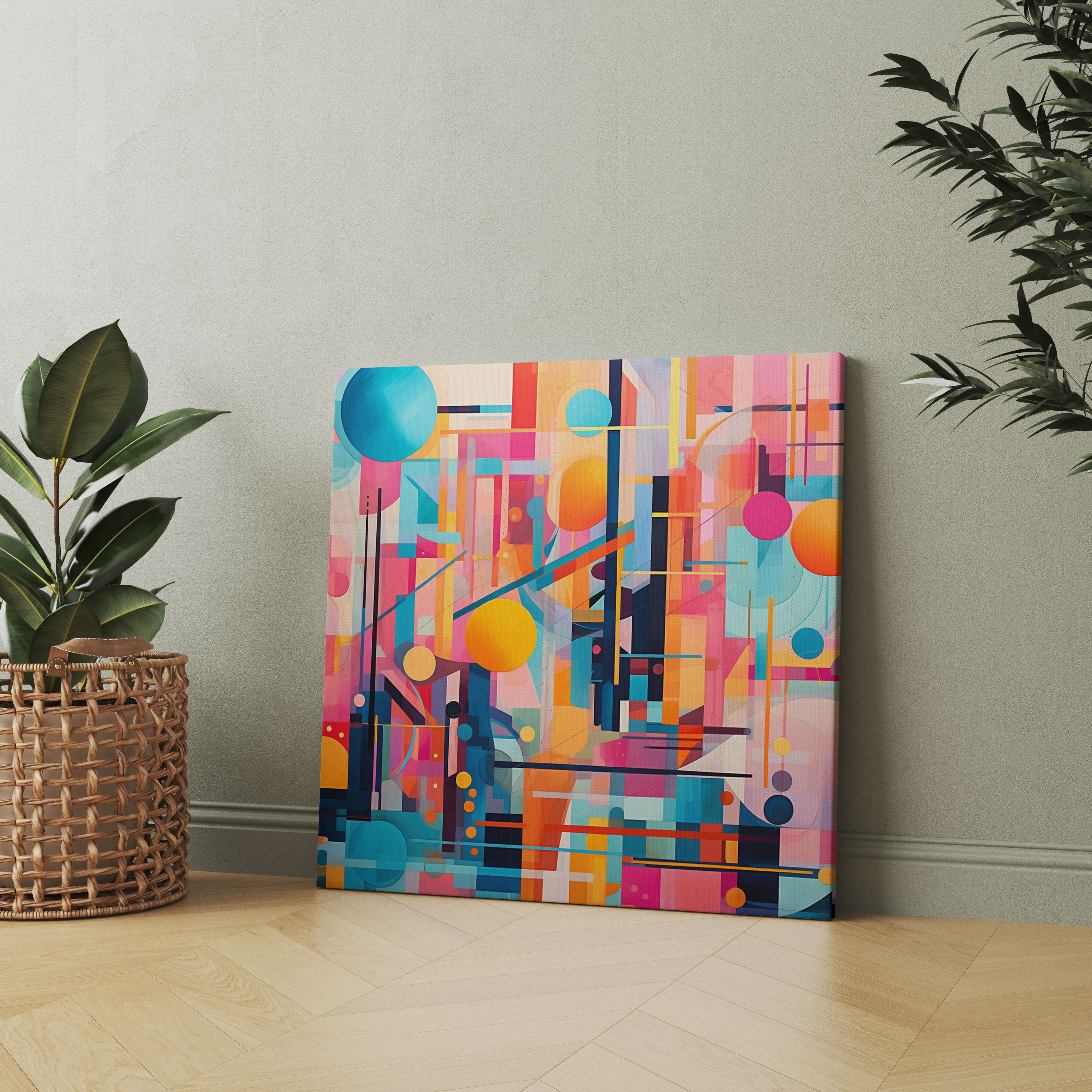Asya Duvar Sanatı - Geometrik Soyut Sanat Kanvas Tablo - Asya Renkli Desenler Kanvas Duvar Sanatı Ev Dekorasyonu