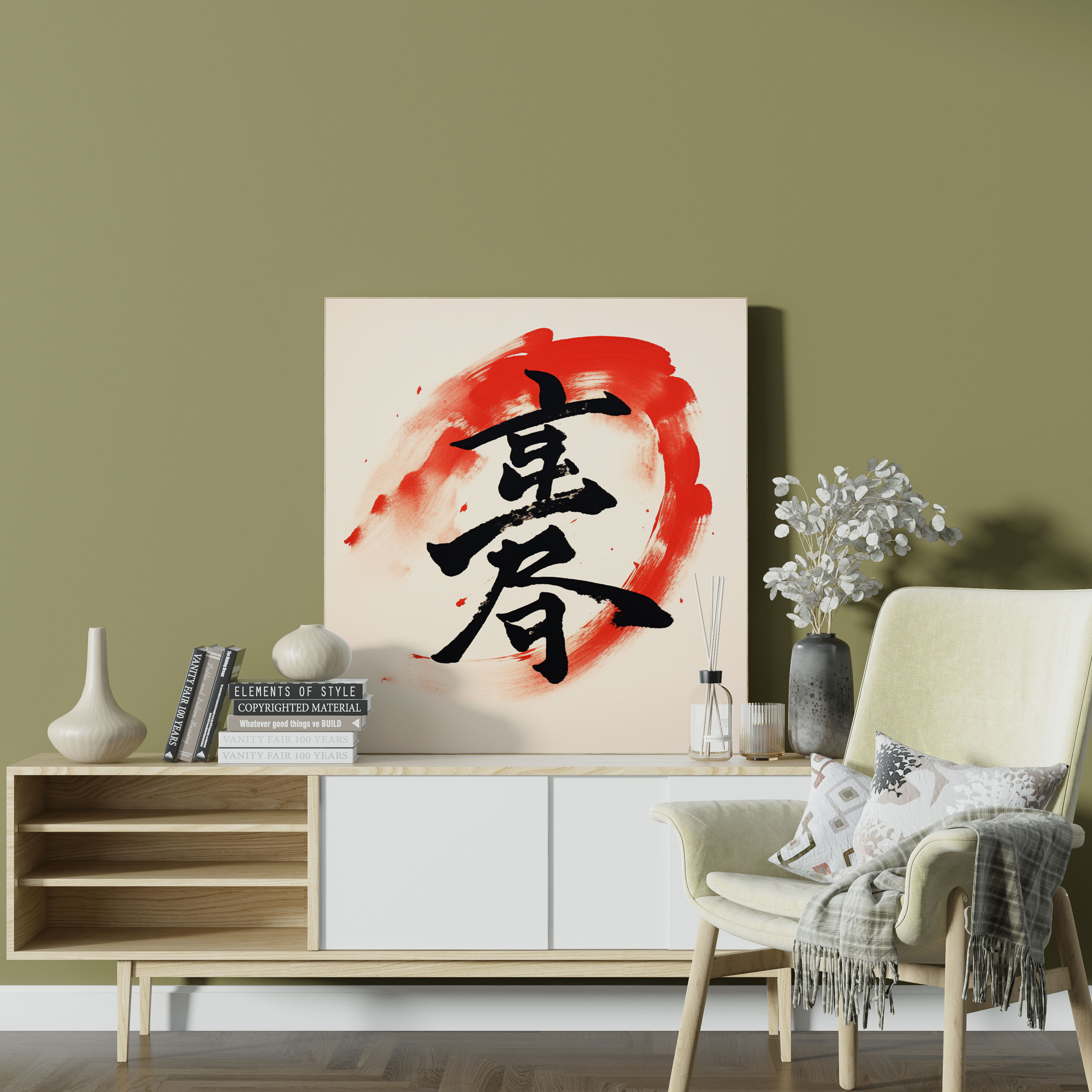 Asian Wall Decoration - Brushstroke Calligraphy Canvas Print - Asian, Brushstroke Calligraphy, Canvas, Home Decor