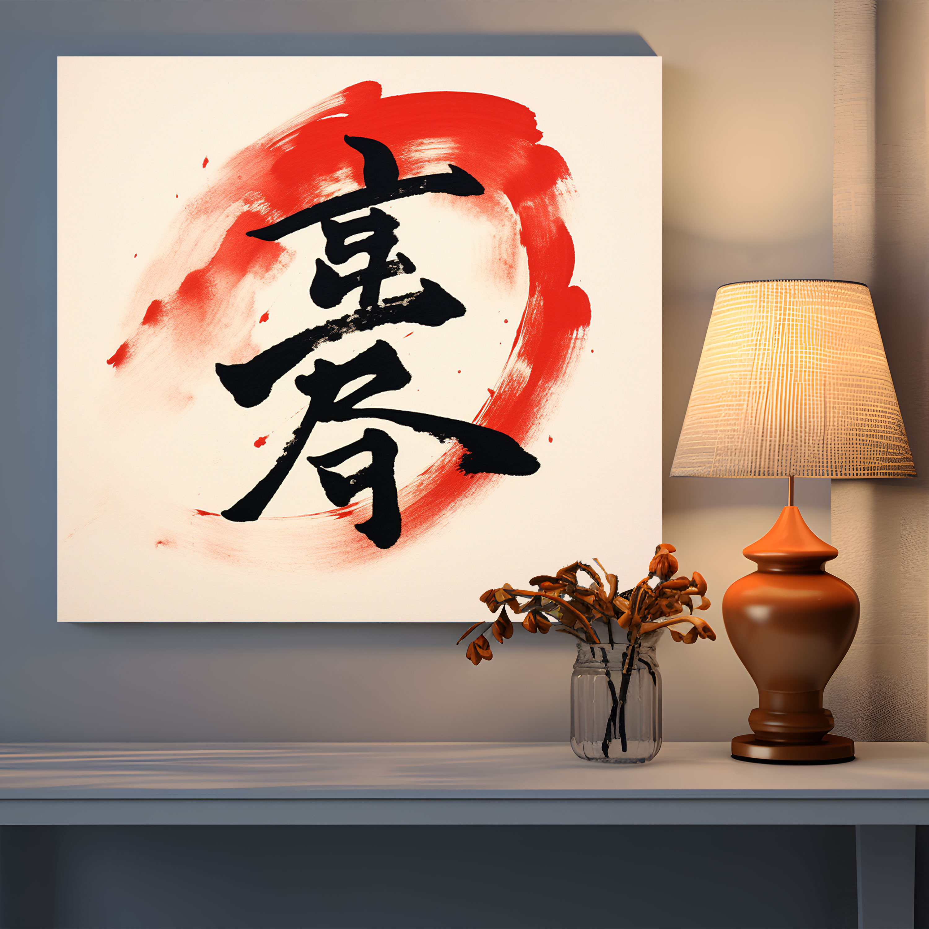 Asian Wall Decoration - Brushstroke Calligraphy Canvas Print - Asian, Brushstroke Calligraphy, Canvas, Home Decor
