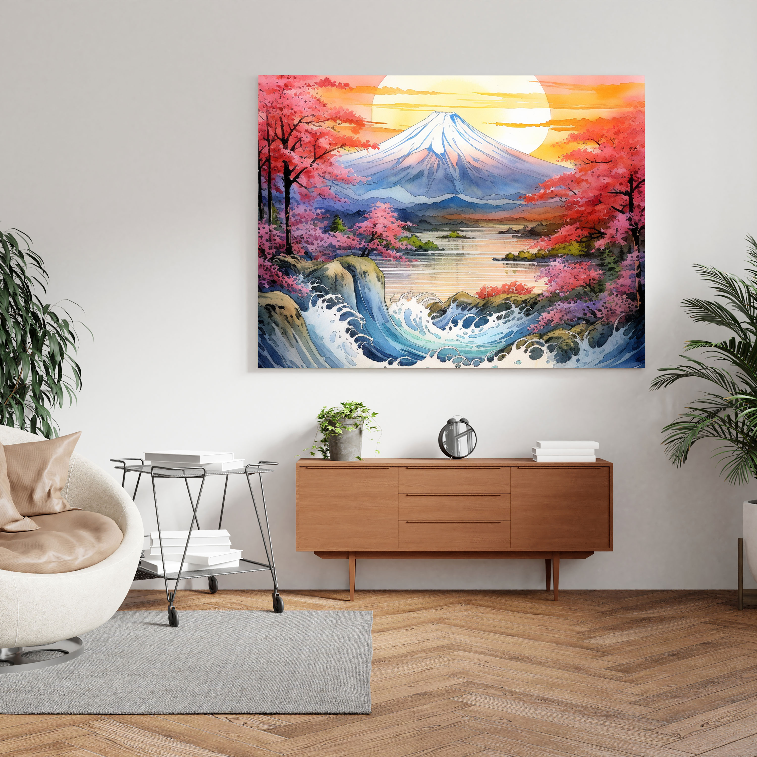 Asian Canvas Print: Mount Fuji Sunset Wall Art - Asian, Canvas Print, Vibrant Sunset, Asian