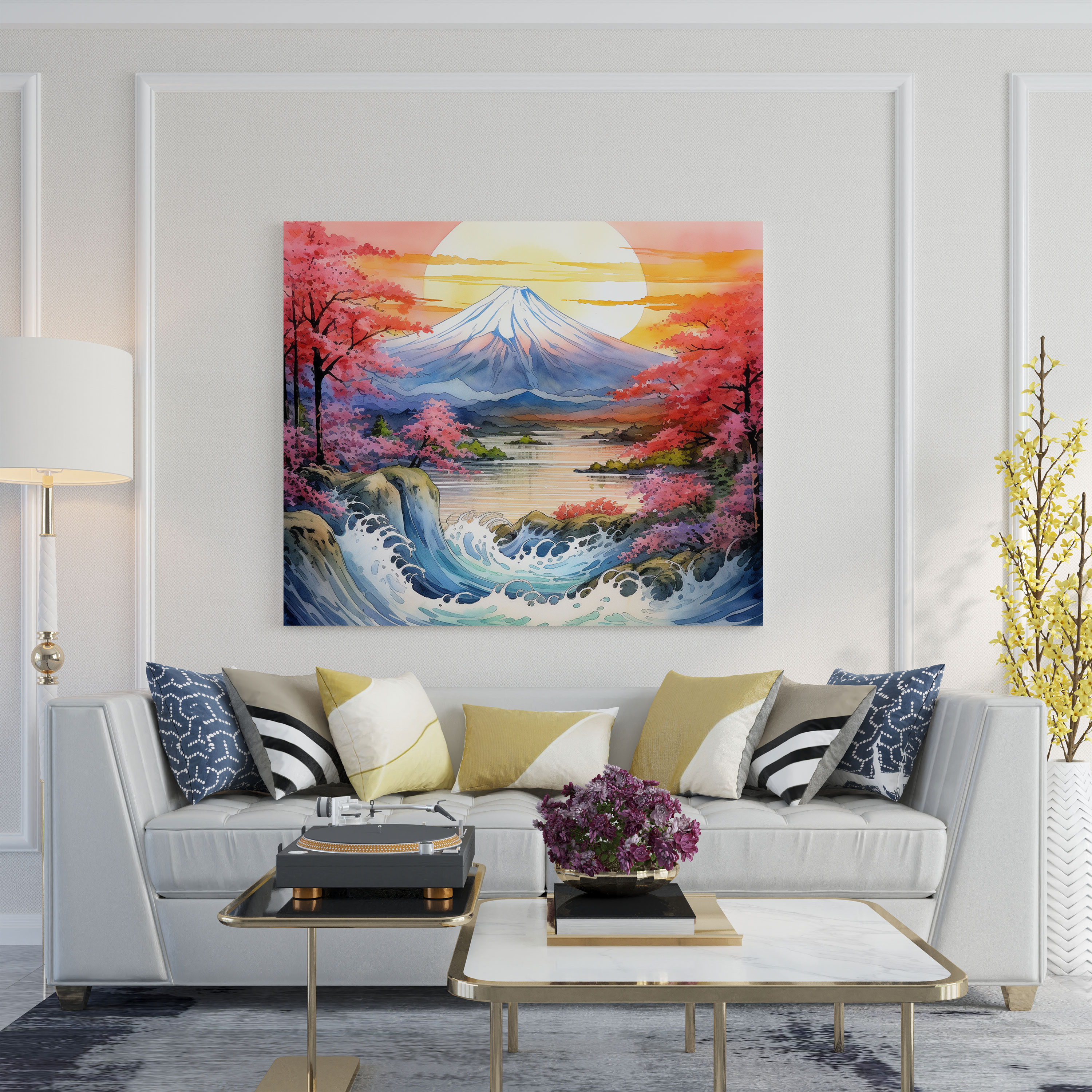 Asian Canvas Print: Mount Fuji Sunset Wall Art - Asian, Canvas Print, Vibrant Sunset, Asian