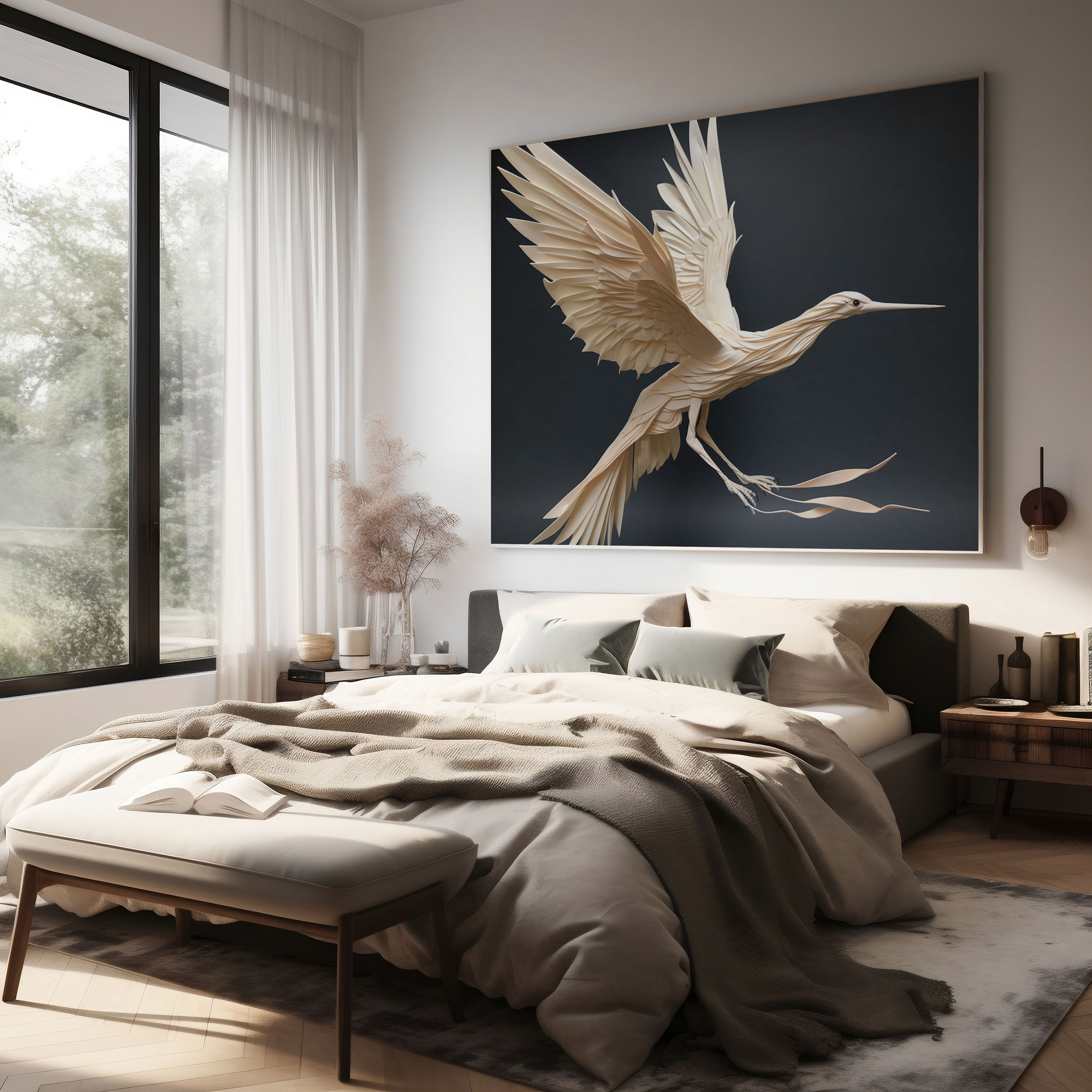 Asian Wall Decoration: Intricate Origami Paper Cranes Canvas Print - Asian, Canvas Print, Canvas, Paper Cranes