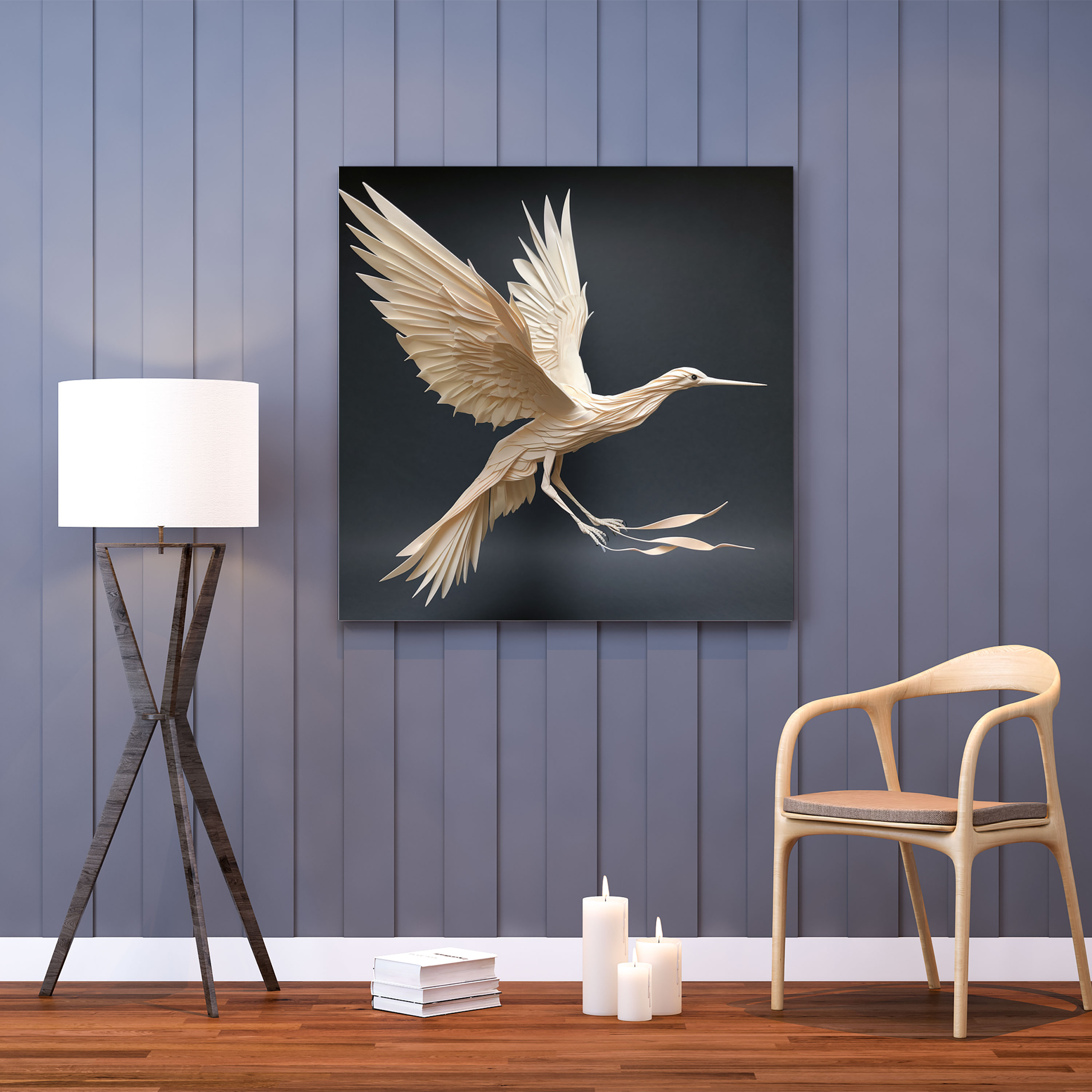 Asian Wall Decoration: Intricate Origami Paper Cranes Canvas Print - Asian, Canvas Print, Canvas, Paper Cranes