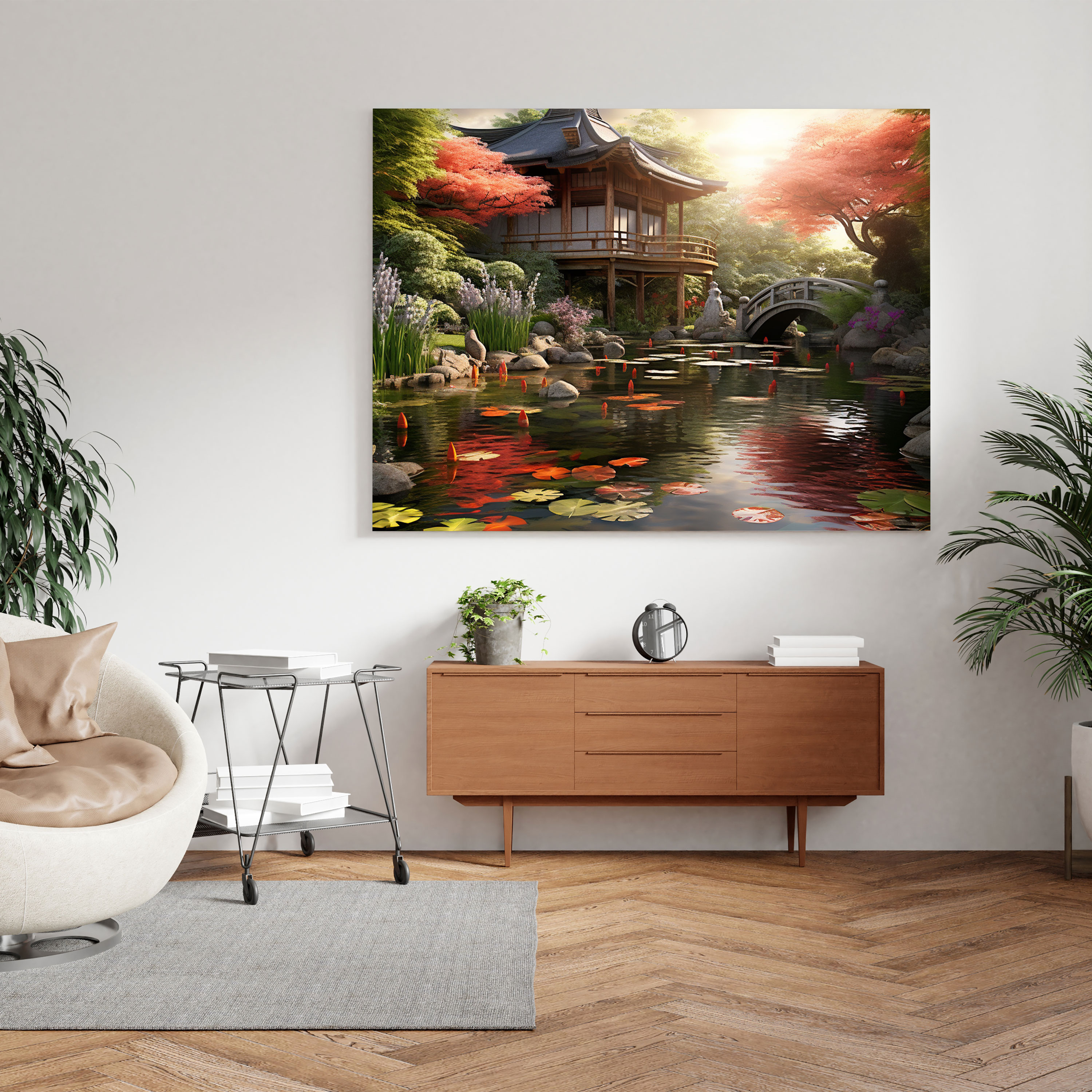 Asian Wall Art: Tranquil Asian Garden Canvas Print - Asian, Canvas, Canvas Wall Art, Wall Decoration