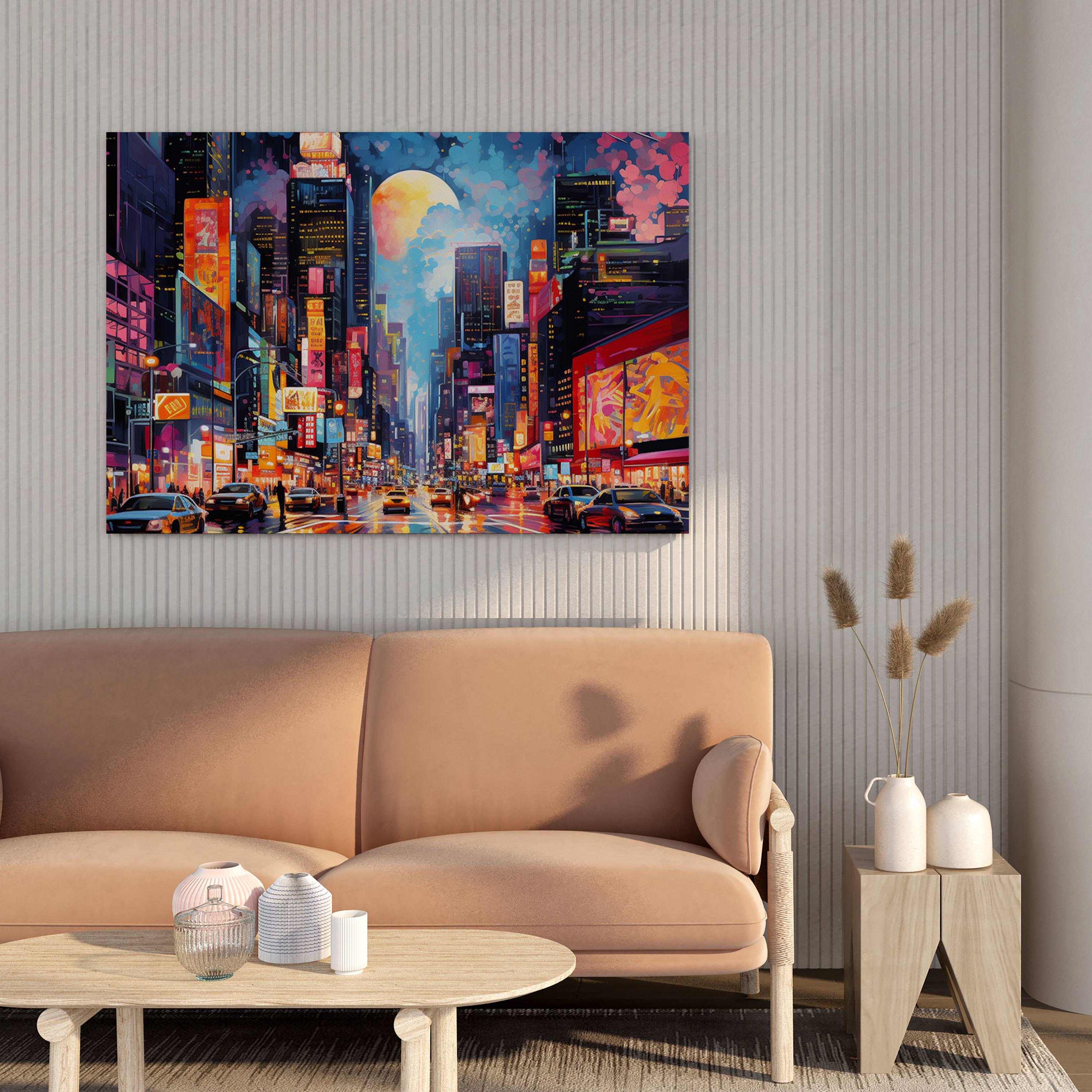 Asian Wall Decoration - Modern Pop Art - Colorful City Skyline, Canvas Print - Asian, Asian, Wall Decoration, Home Decoration