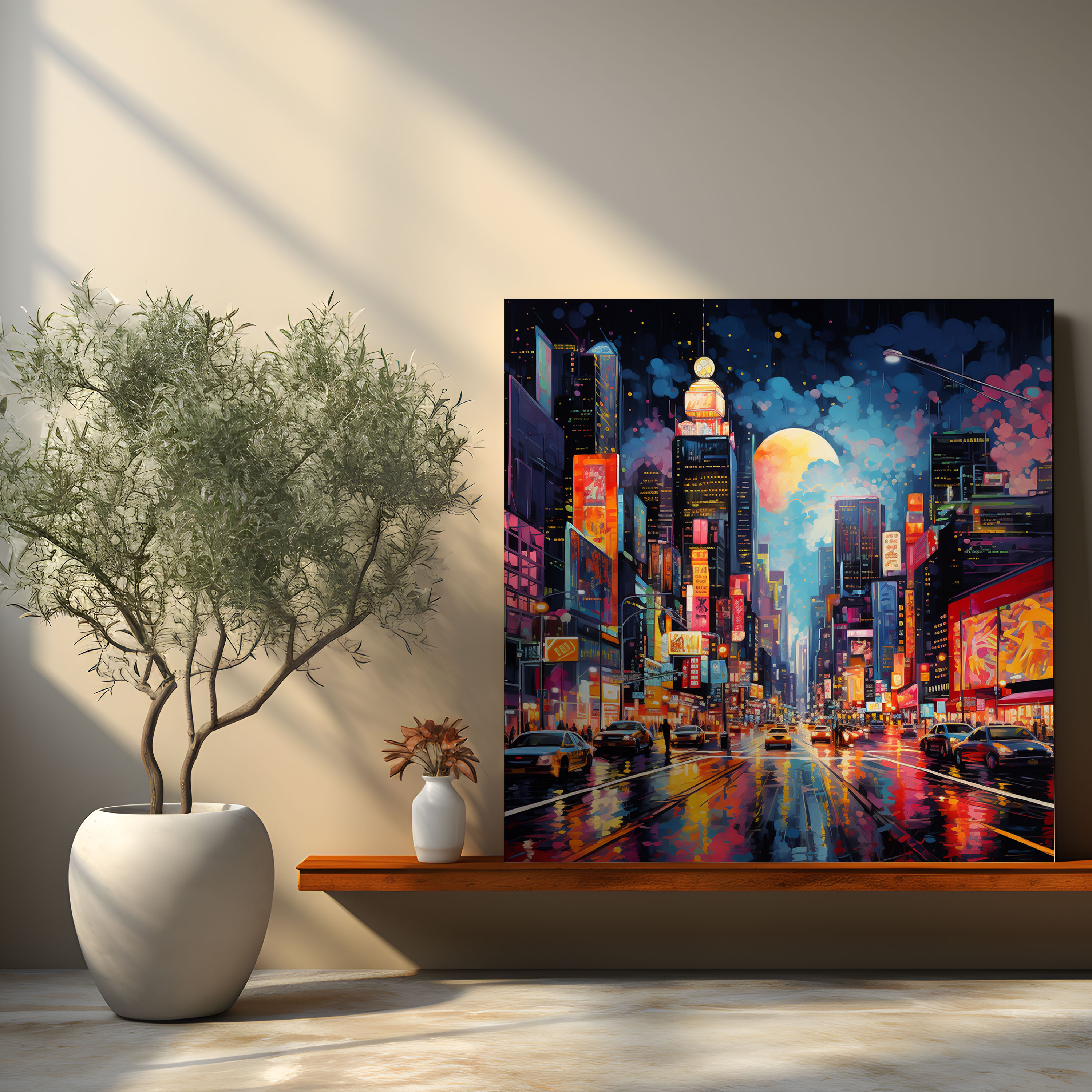 Asian Wall Decoration - Modern Pop Art - Colorful City Skyline, Canvas Print - Asian, Asian, Wall Decoration, Home Decoration