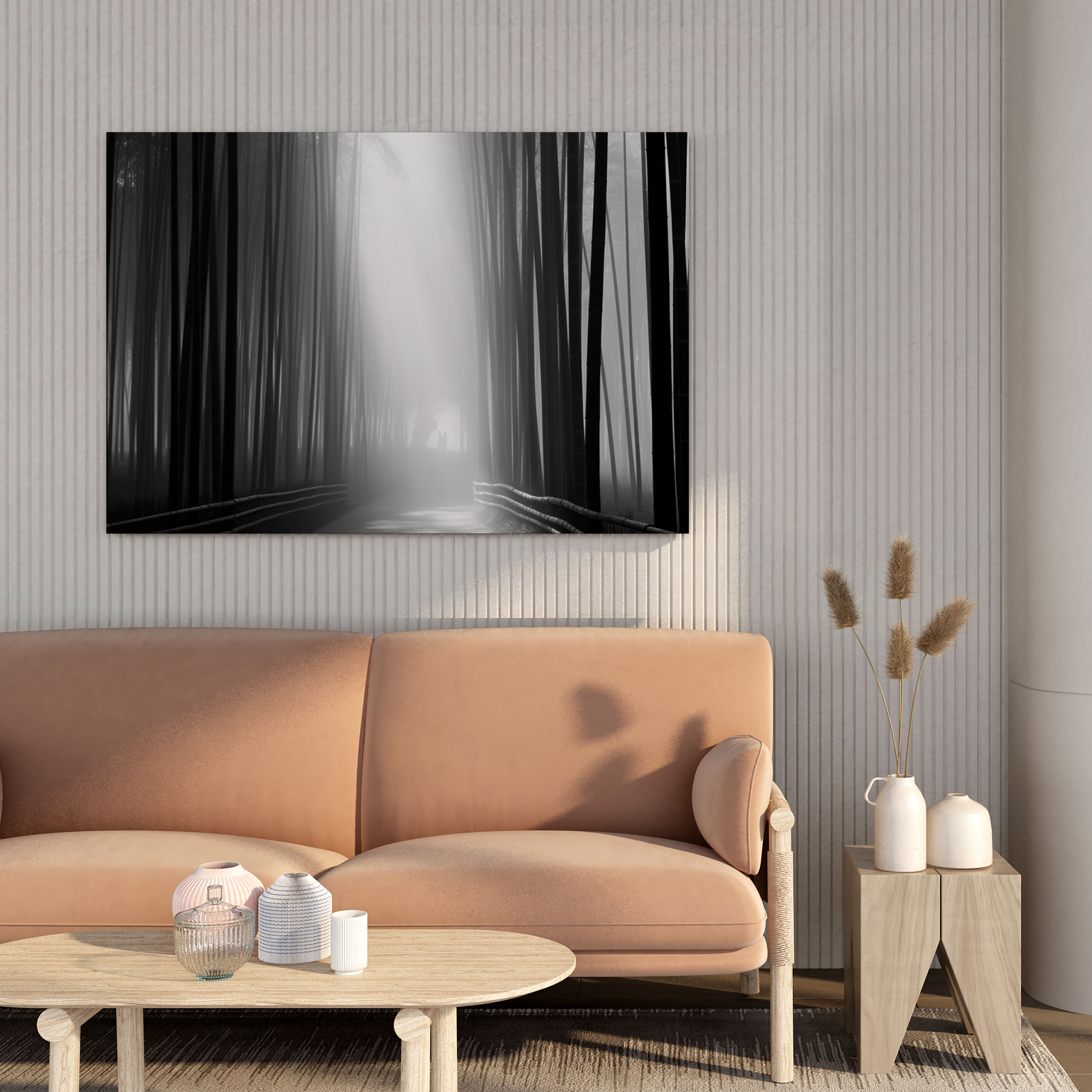 Asya Bambu Ormanı Duvar Sanatı Kanvas Tablo - Minimalist Siyah Beyaz Fotoğrafçılık