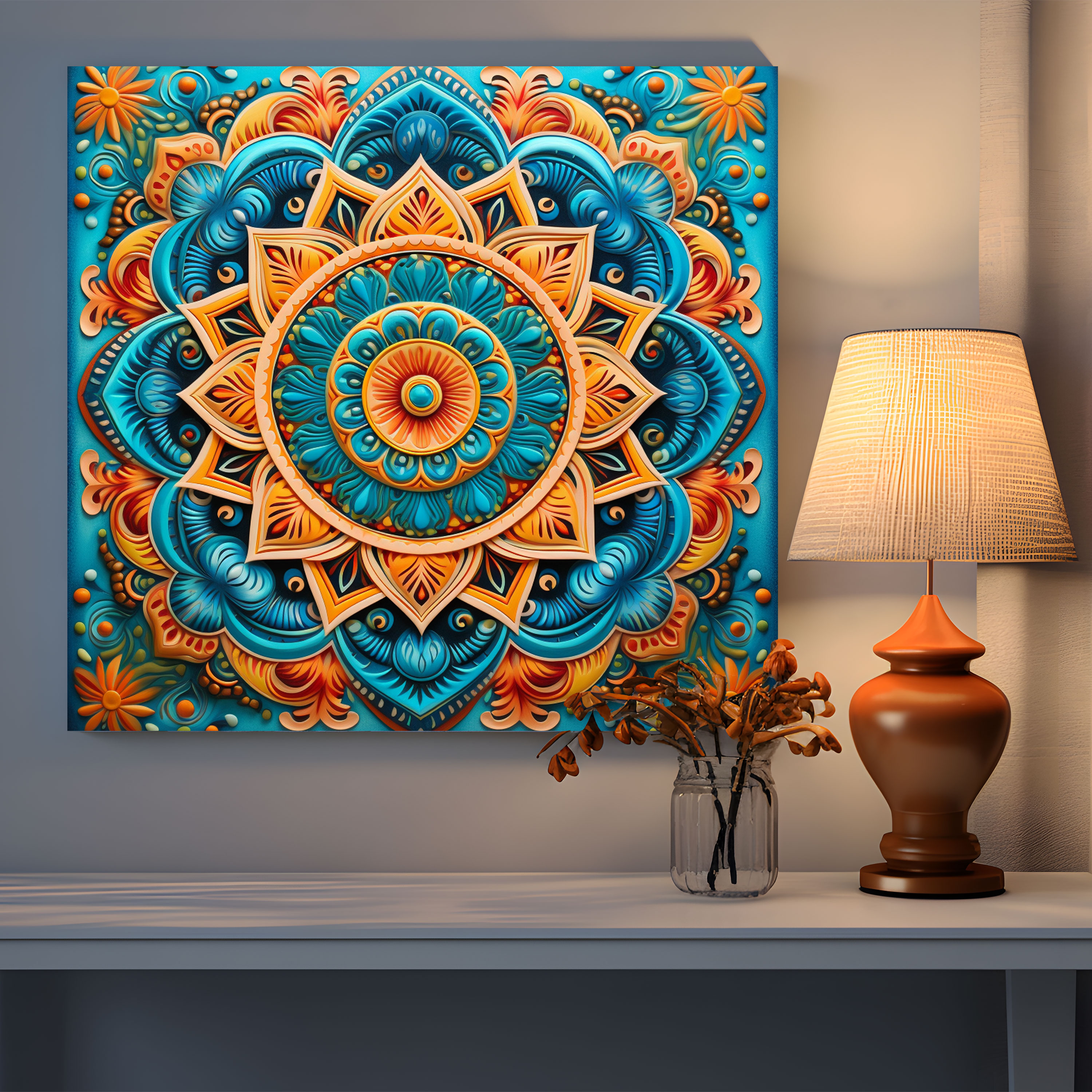 Asian Wall Decoration - Majestic Indian Mandala Artwork, Canvas Print - Asian, Canvas Wall Art, Majestic Indian Mandala Artwork, Artistry