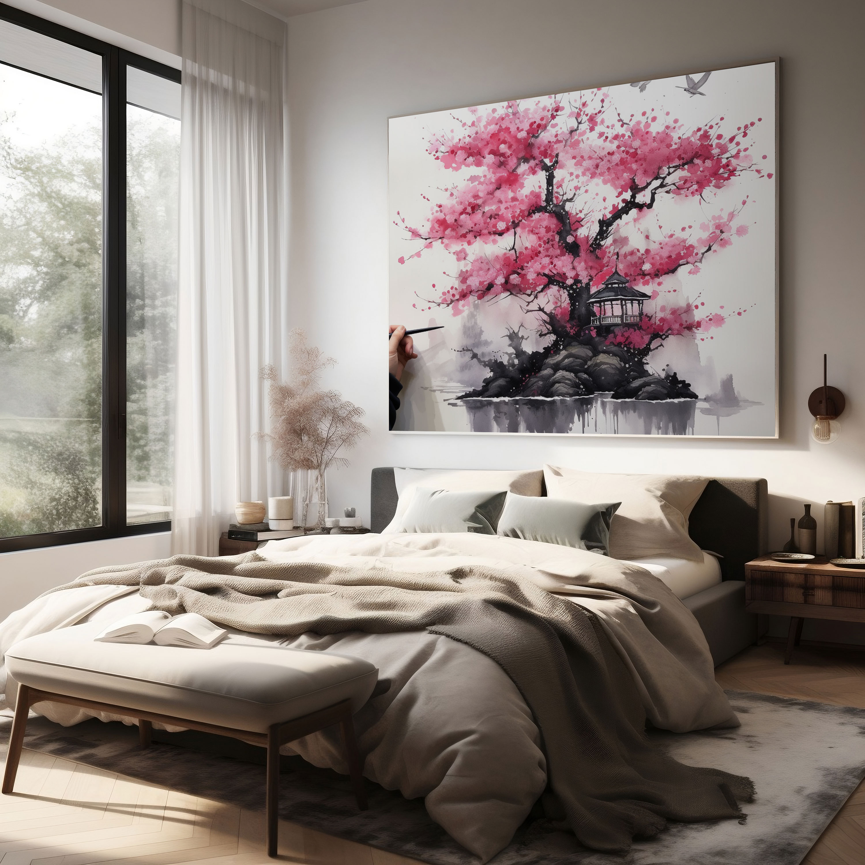 Asian Canvas Print - Cherry Blossom Tree Wall Art - Asian, Home Decoration, Canvas Print, Canvas