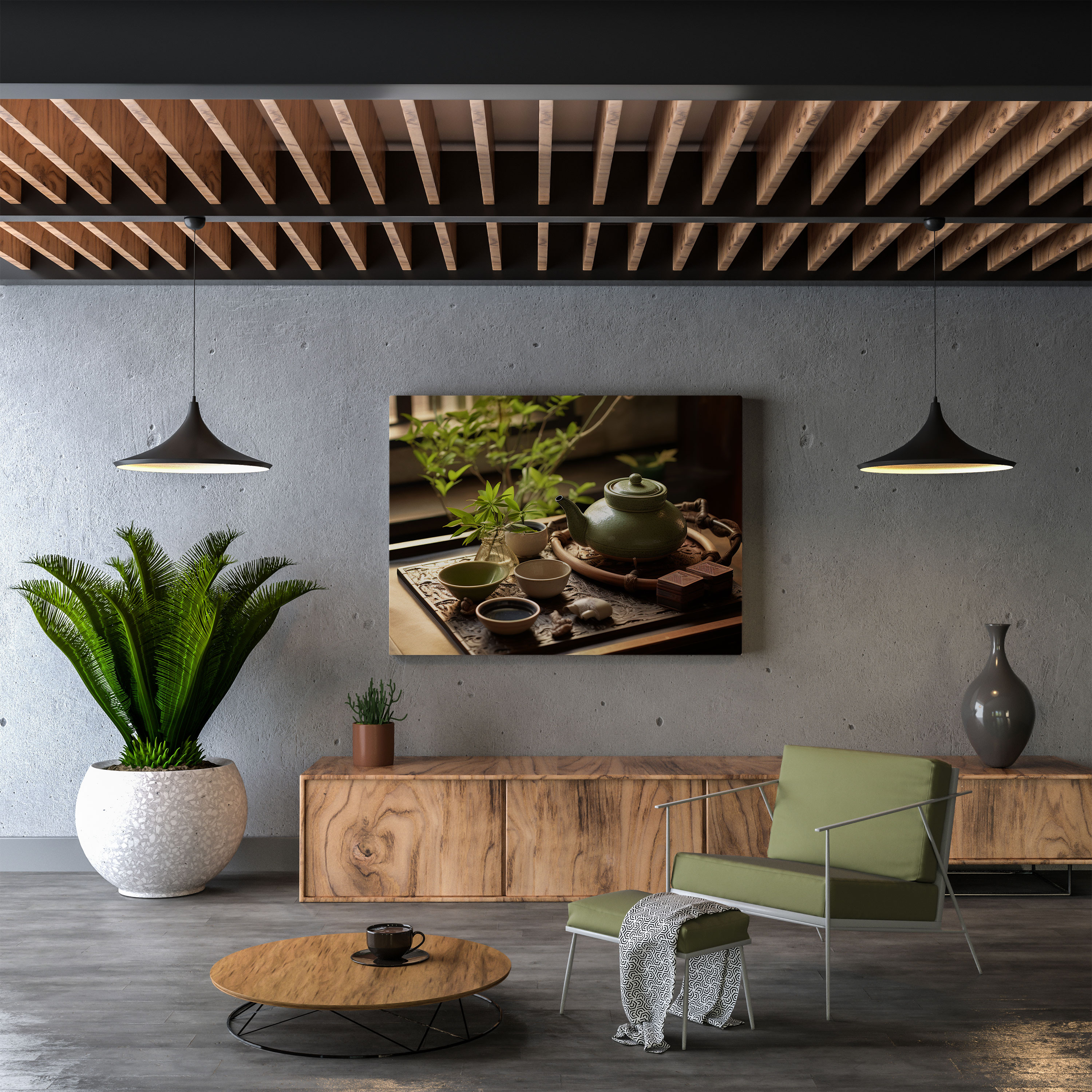 Asian Wall Decoration - Tea Ceremony Canvas Print - Asian, Home Decoration, Elegant Tea Sets, Canvas