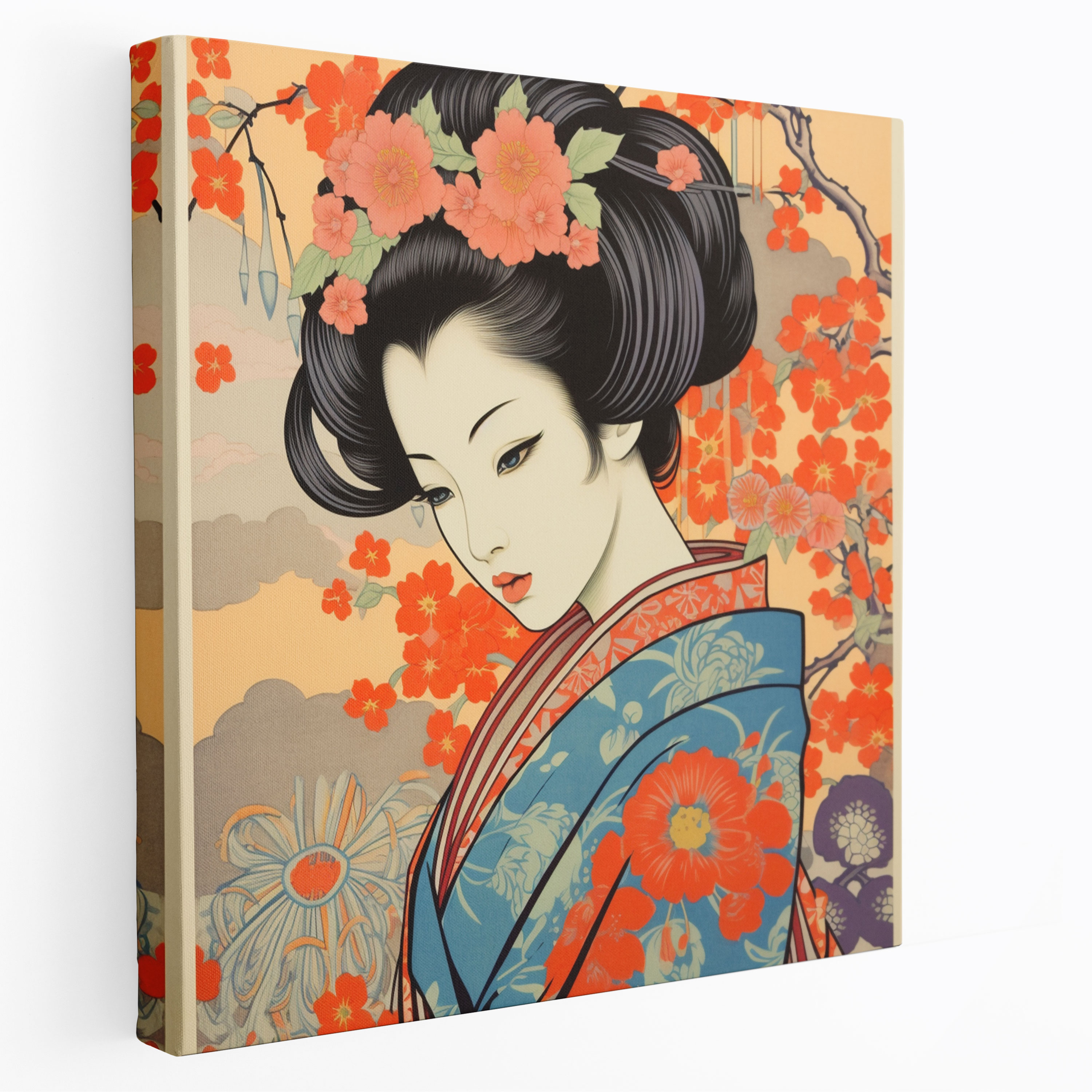 Asian Canvas Print: Graceful Geisha In Kimono - Asian, Graceful Geisha, Home Decoration, Canvas Wall Art
