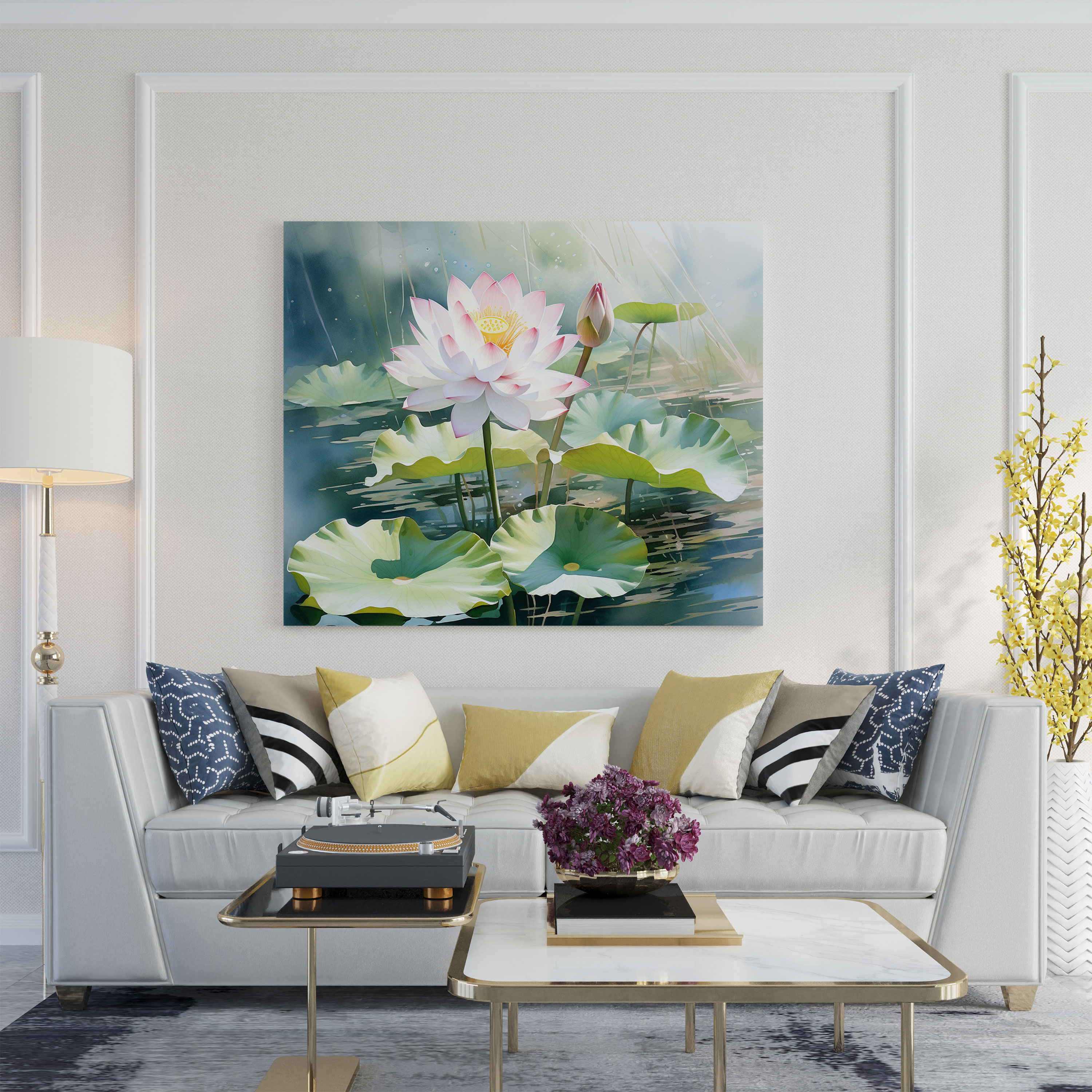 Asian Canvas Print: Exquisite Lotus Blossom - Asian, Wall Decoration, Lotus Flower, Purity