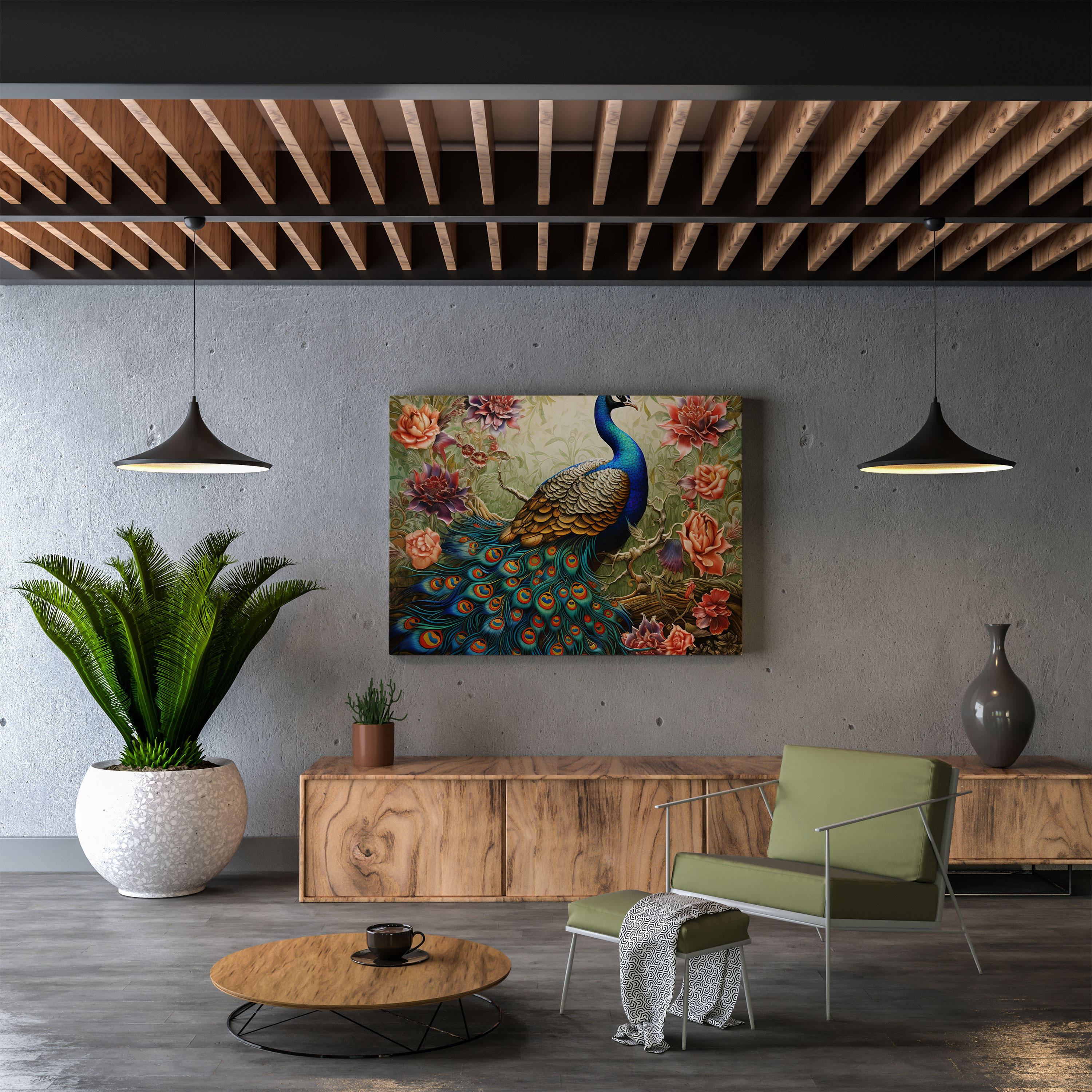 Asian Canvas Print: Opulent Peacock - Asian, Asian, Canvas Wall Art, Opulence