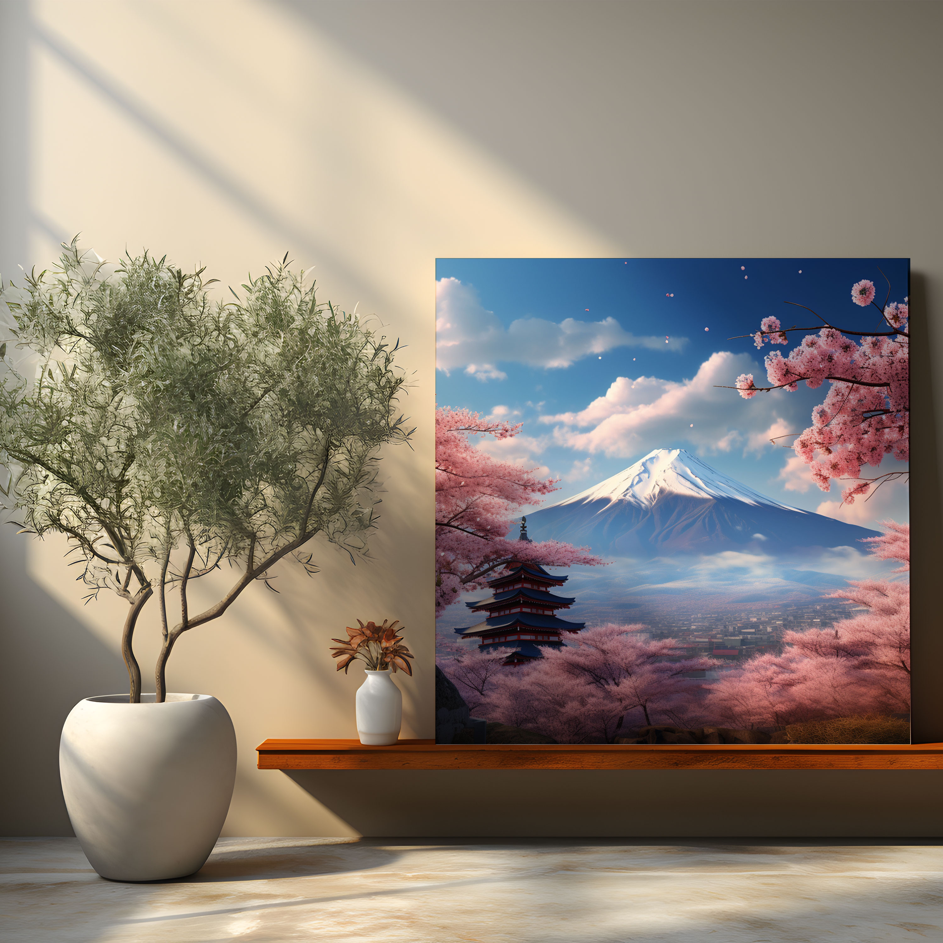 Asian Mount Fuji Canvas Print - Asian, Cherry Blossom, Canvas Wall Art, Mount Fuji
