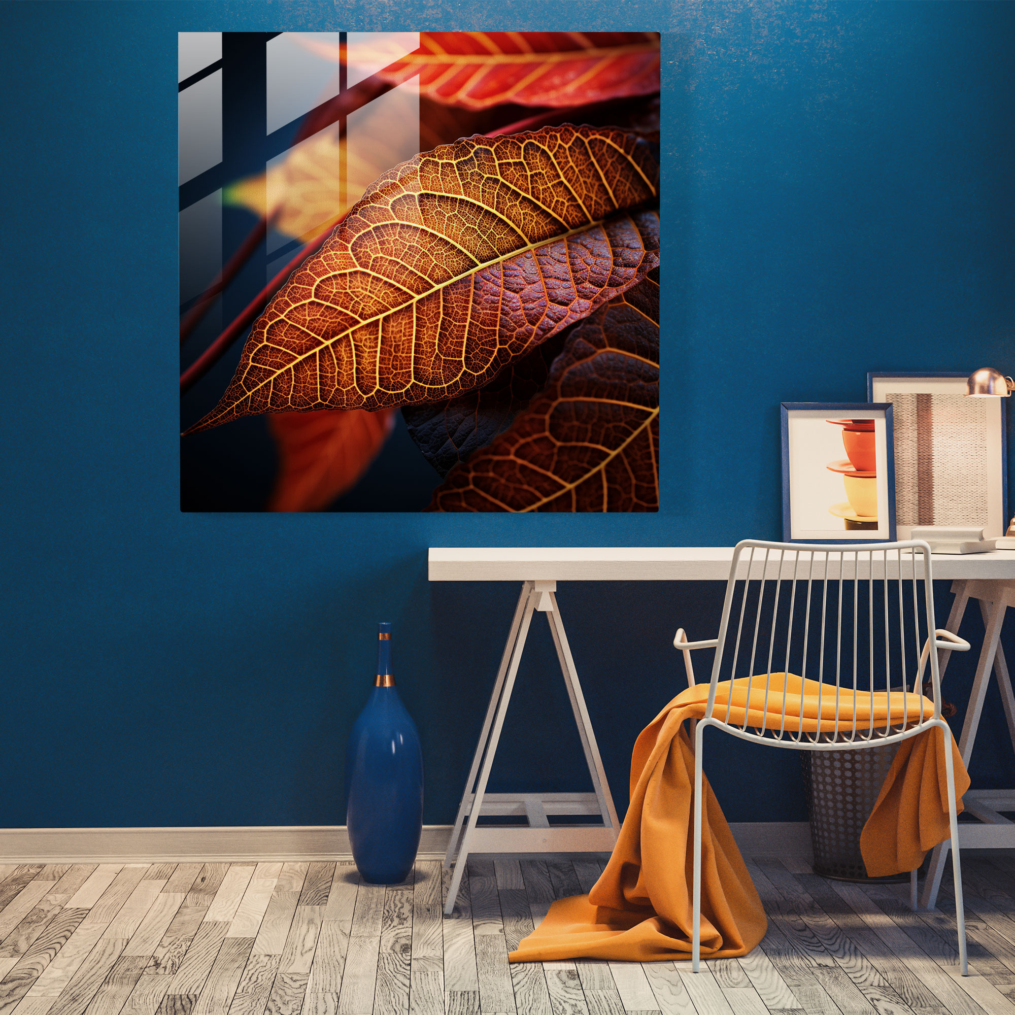 Autumn Leaves Glass Print - Autumn, Colorful Autumn Leaves, Nature, Glass Print