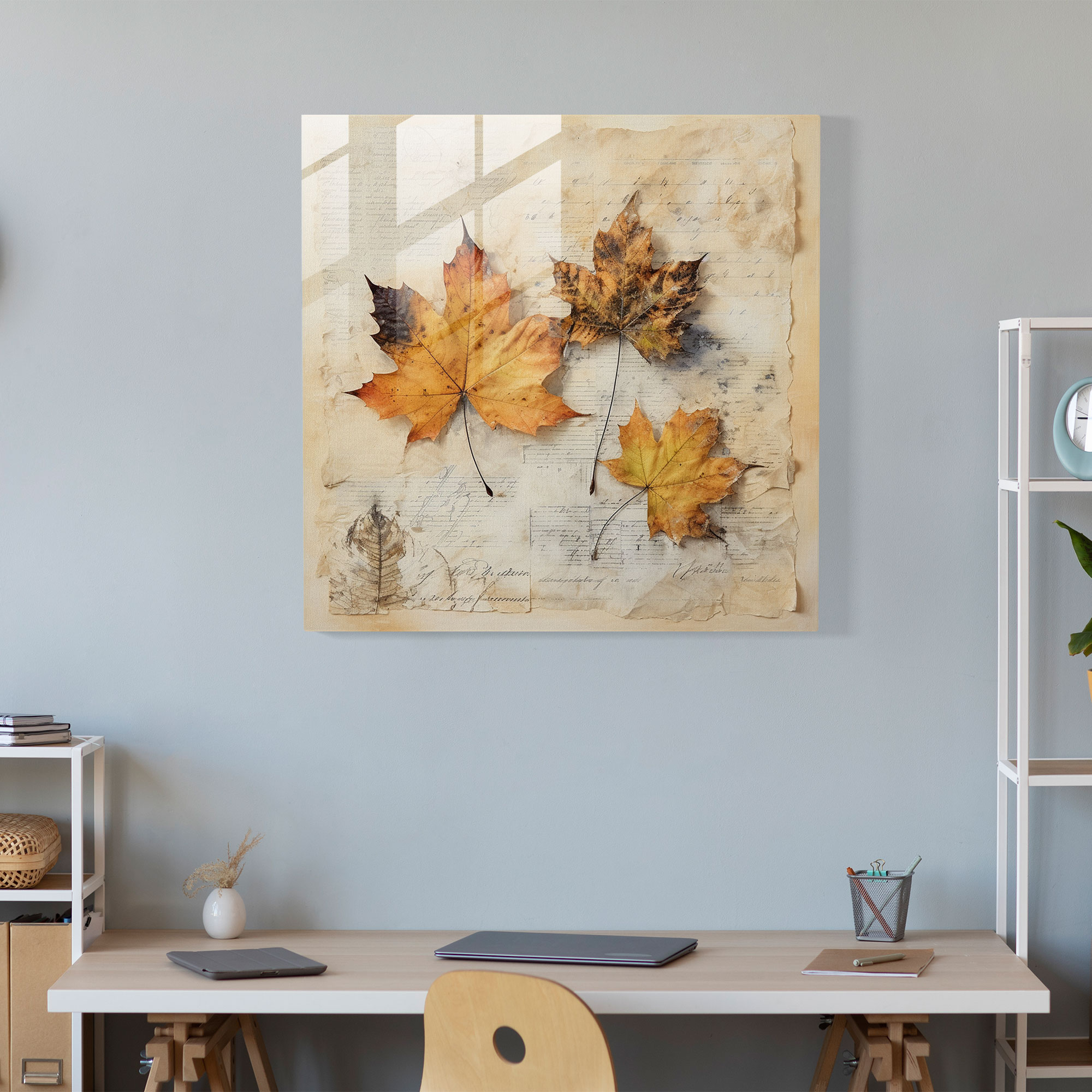 Sonbahar Şiir Kanvas Tablo - Sonbahar Modern Sanat Karışık Medya Eseri Cam Sanatı