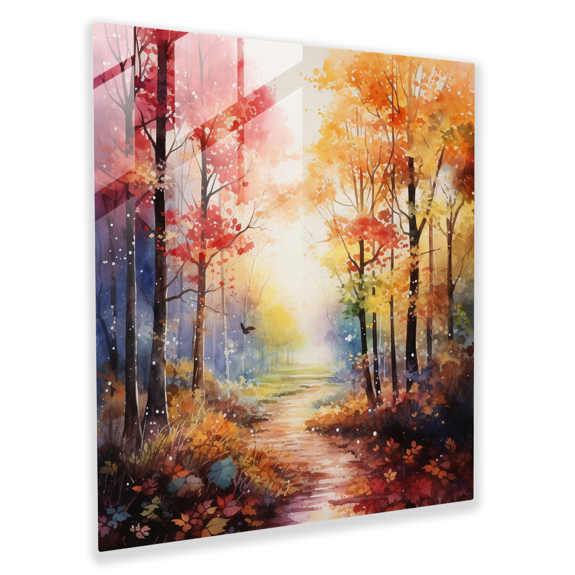 Autumn Leaves Glass Print - Autumn, Enchanting, Home Decoration, Vibrant