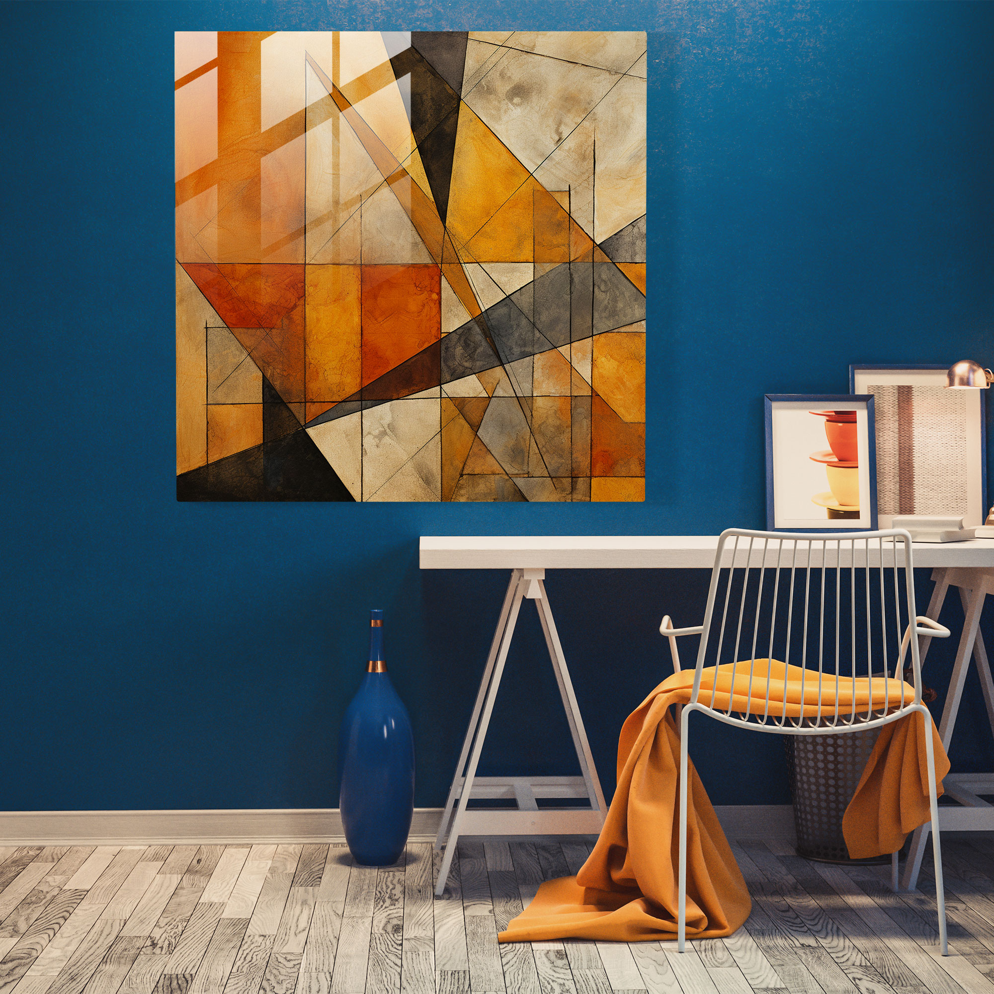 Autumn Geometrics Glass Print - Autumn, Glass Art, Wall Decoration, Unique