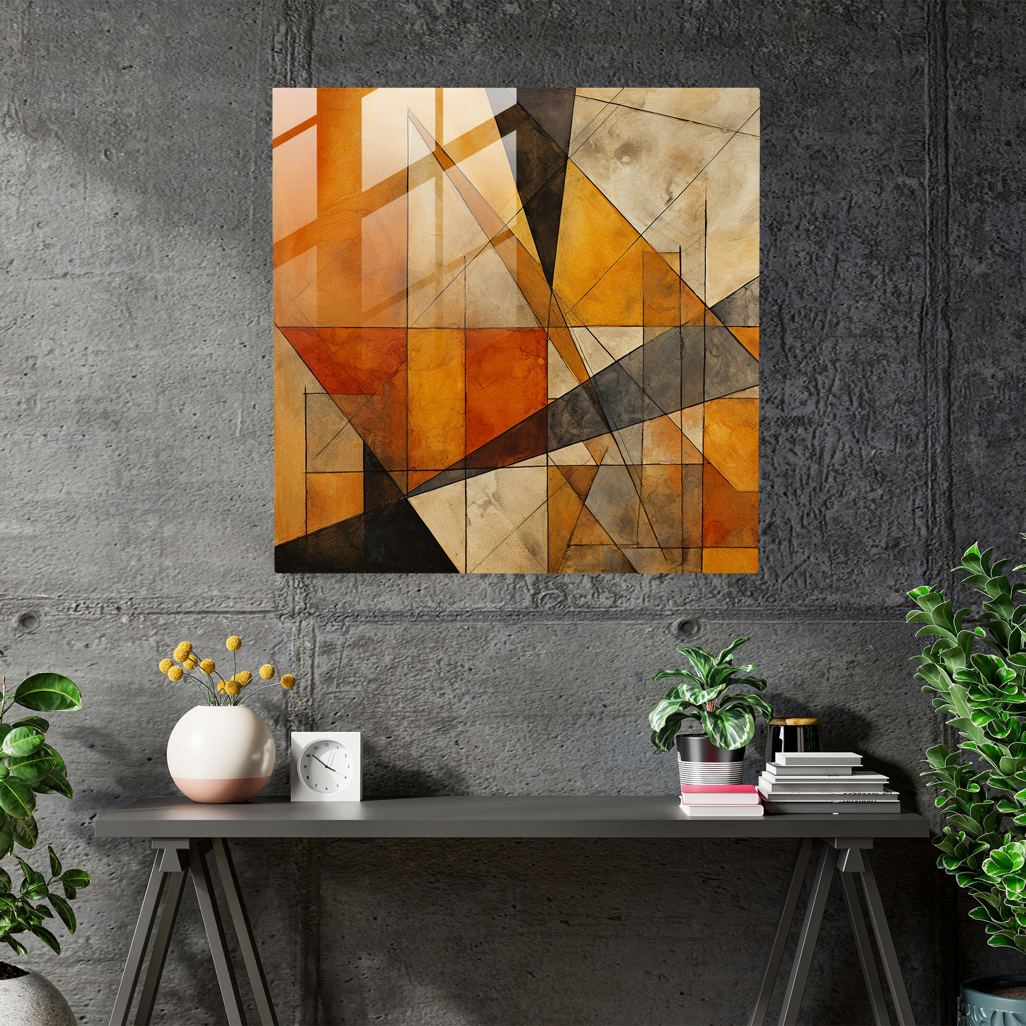 Autumn Geometrics Glass Print - Autumn, Glass Art, Wall Decoration, Unique
