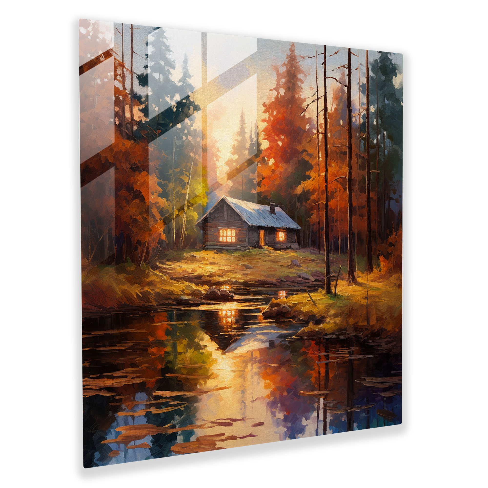 Autumn Haven Glass Print - Autumn, Home Decoration, Modern Art, Autumn